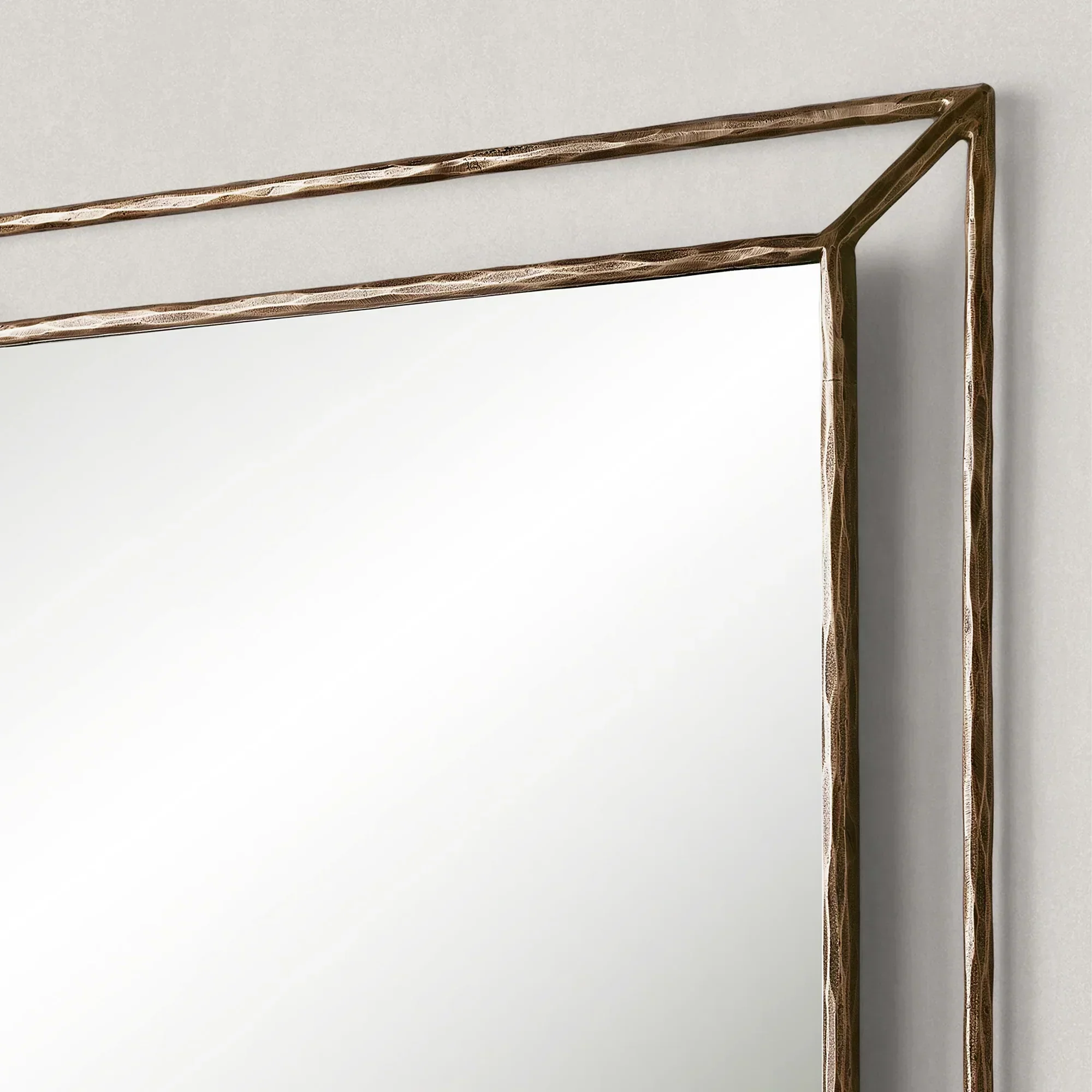 Hand-Forged Metal Open Beveled Mirror - Image 9