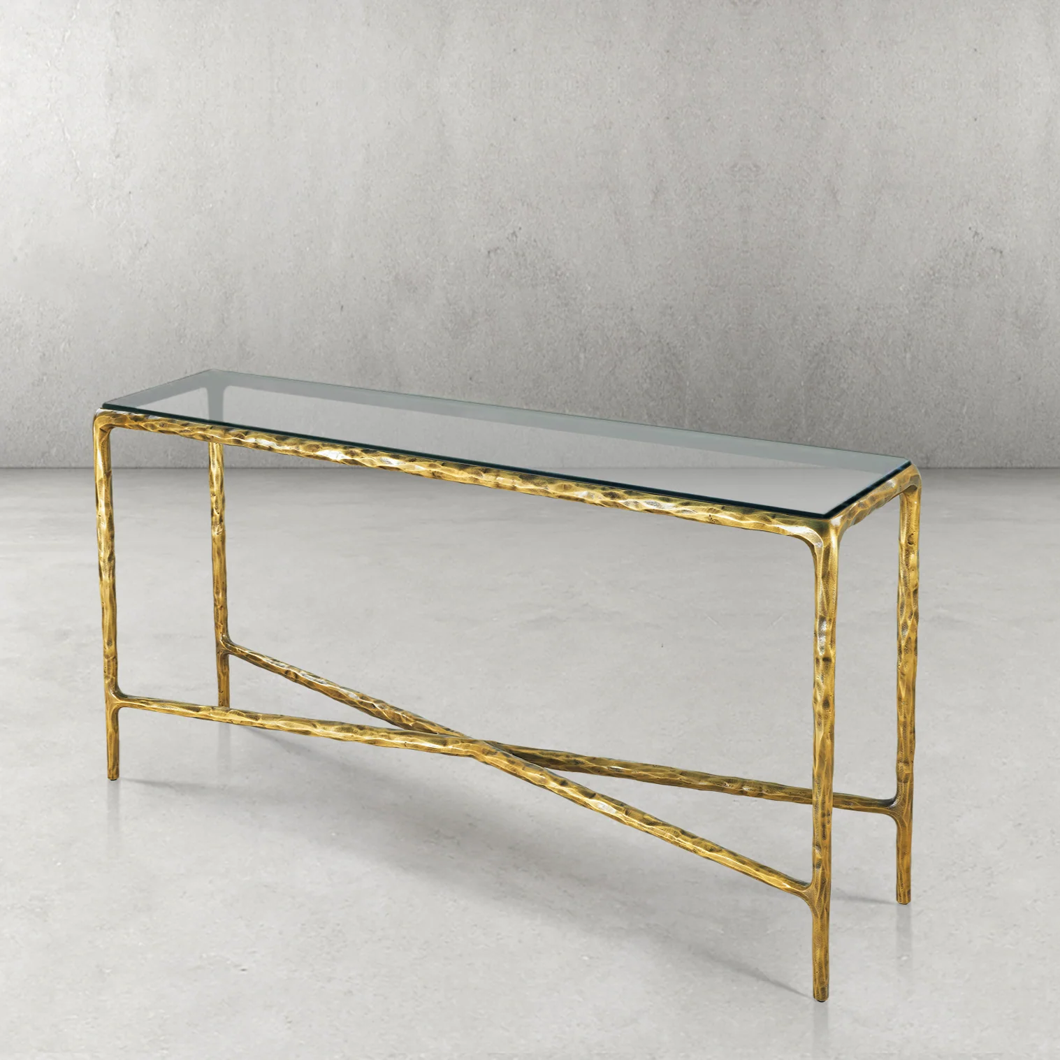 Hand-Forged Metal Rectangle Glass Console Table 60" 72" - Image 12