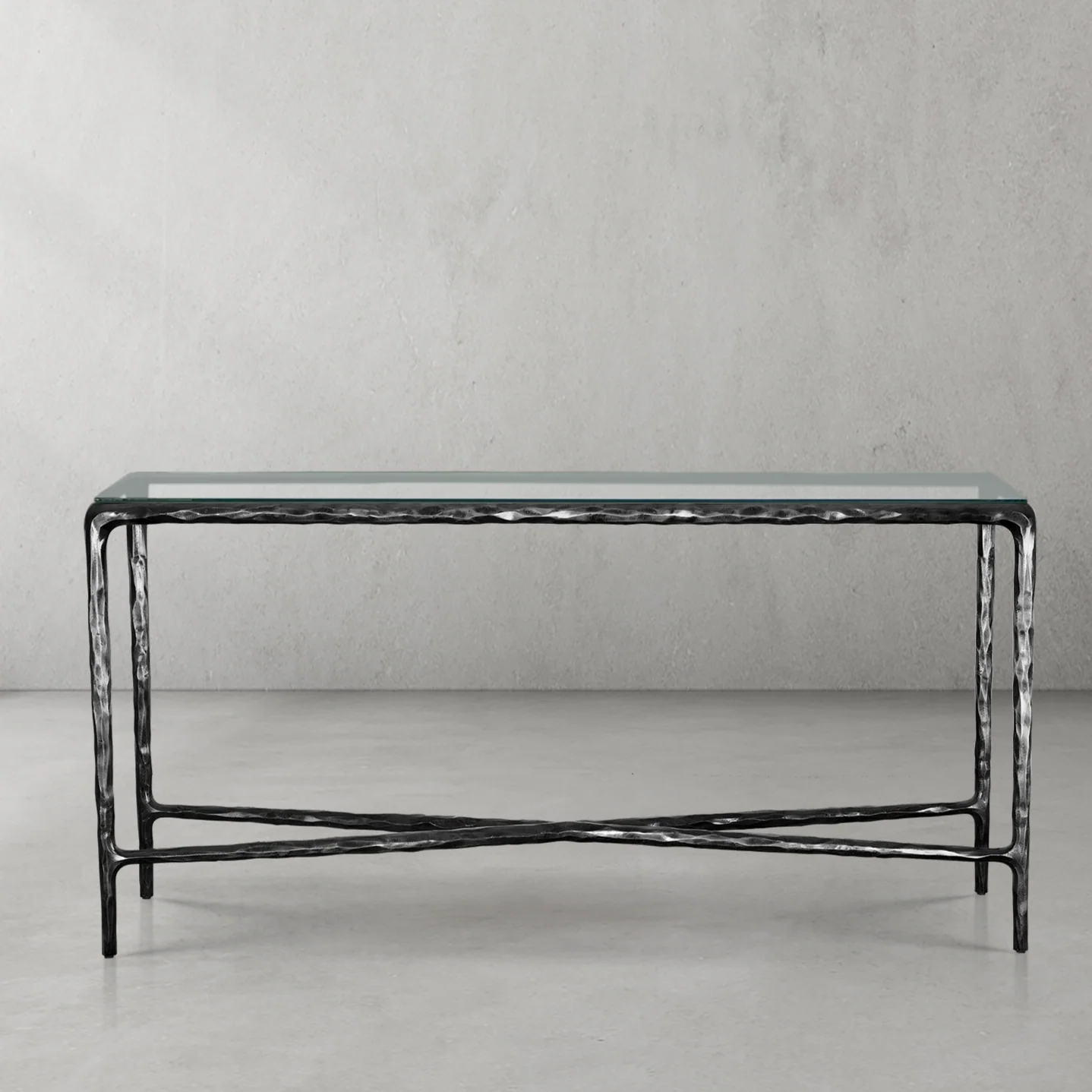 Hand-Forged Metal Rectangle Glass Console Table 60" 72" - Image 16