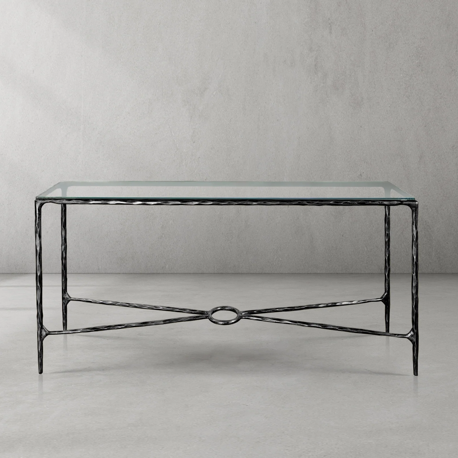 Hand-Forged Metal Rectangle Glass Console Table 60" 72" - Image 2