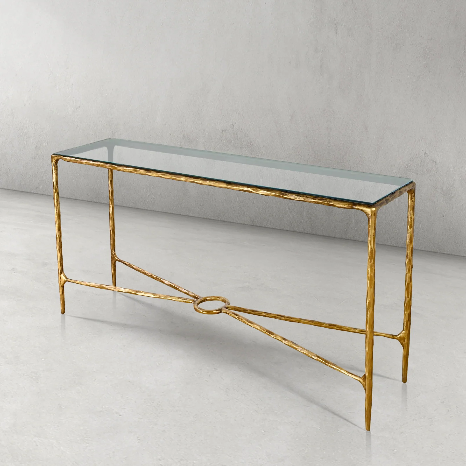 Hand-Forged Metal Rectangle Glass Console Table 60" 72" - Image 5