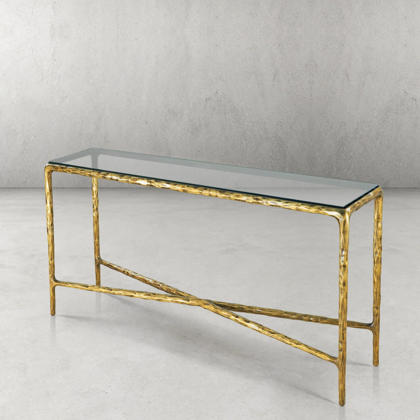 Hand-Forged Metal Rectangle Glass Console Table 60" 72" - Image 7