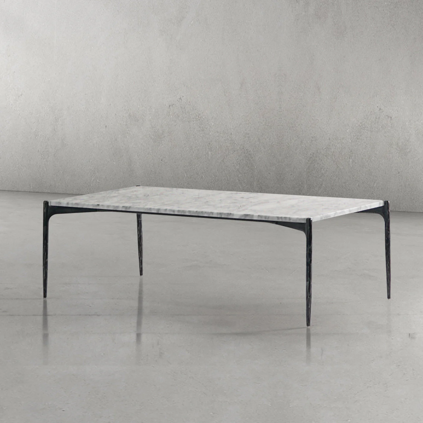 Hand-Forged Metal Rectangle Horn Marble Coffee Table 48"W - Image 2