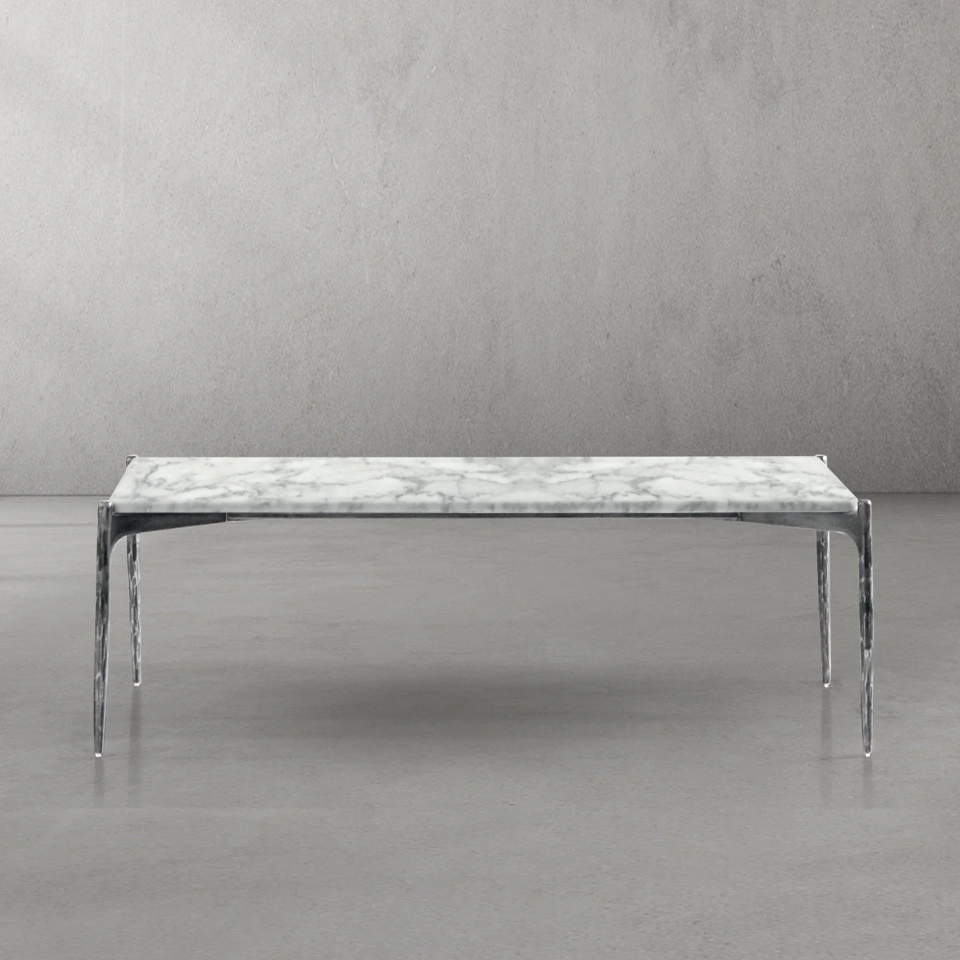 Hand-Forged Metal Rectangle Horn Marble Coffee Table 48"W - Image 5
