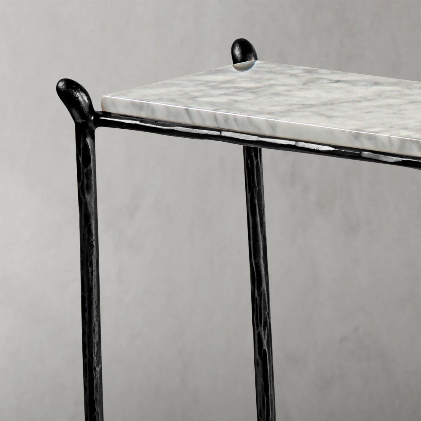 Hand-Forged Metal Rectangle Horn Marble Console Table - Image 10