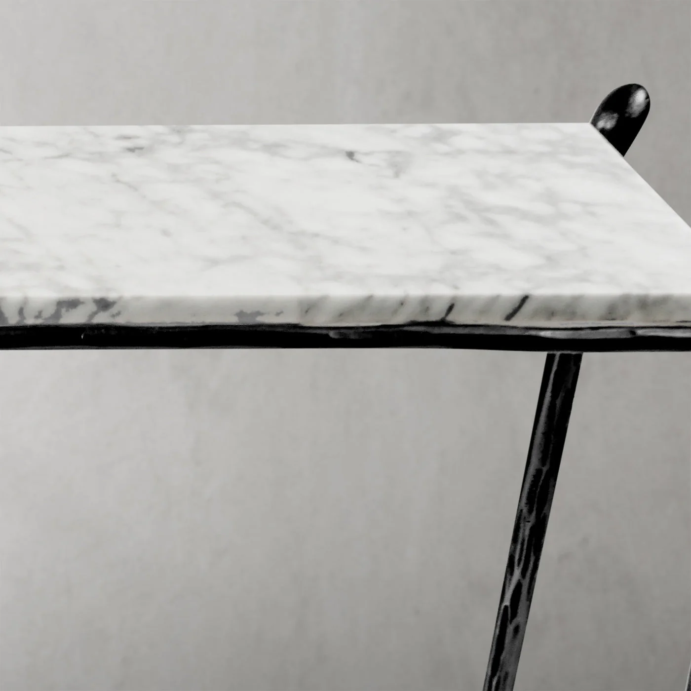 Hand-Forged Metal Rectangle Horn Marble Console Table - Image 11