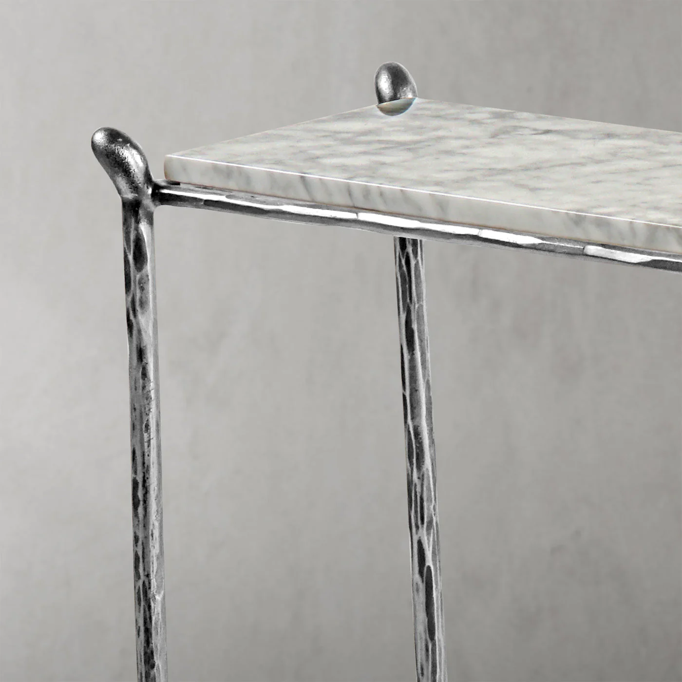 Hand-Forged Metal Rectangle Horn Marble Console Table - Image 16