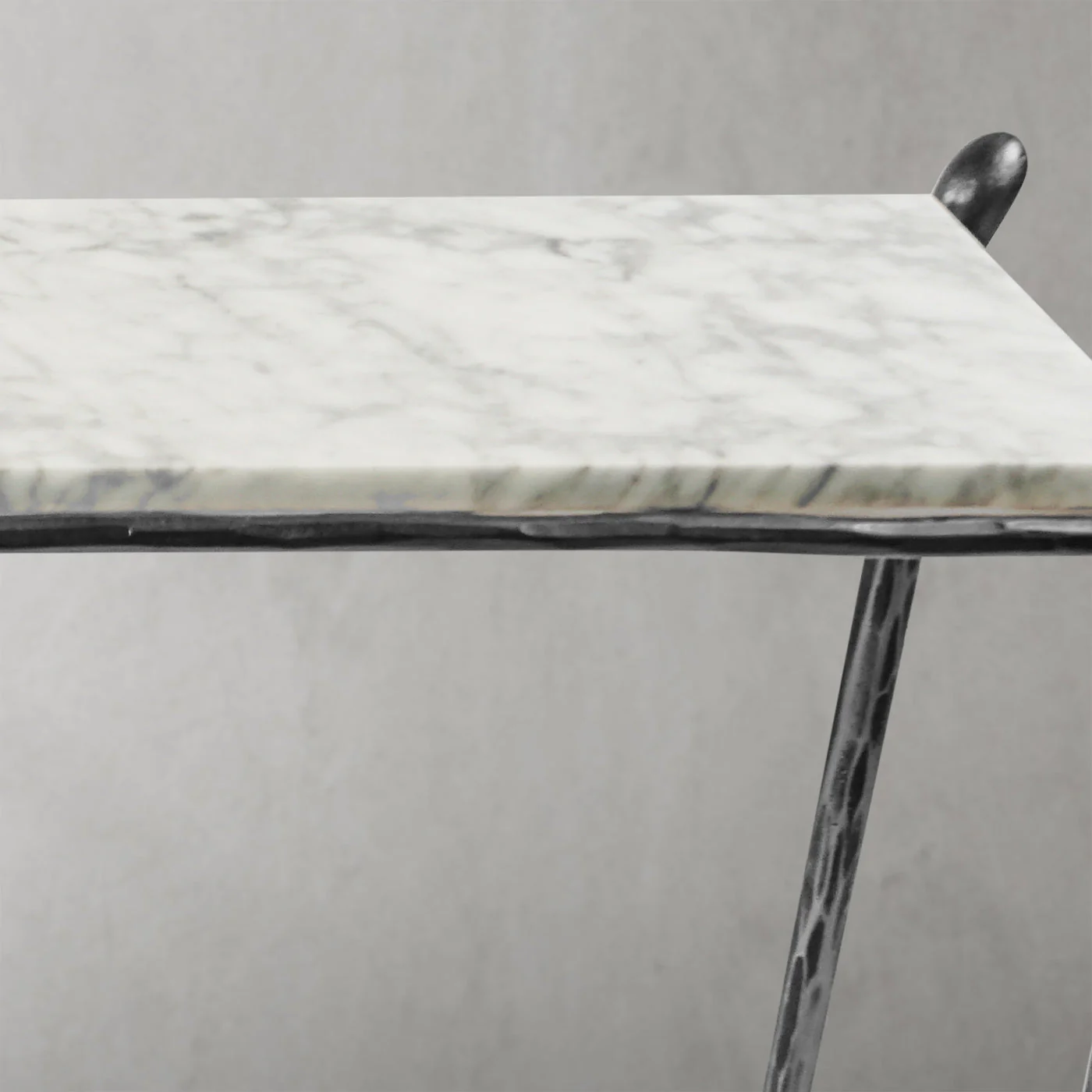 Hand-Forged Metal Rectangle Horn Marble Console Table - Image 17