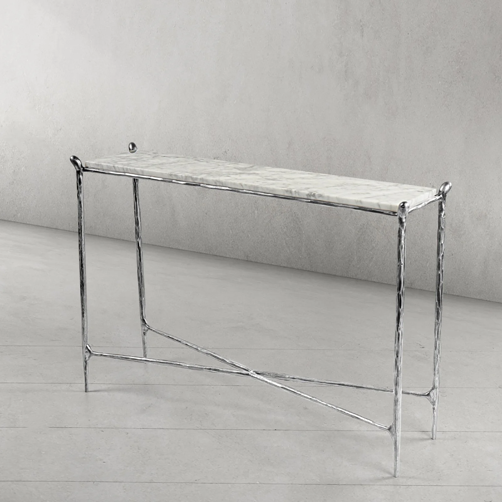 Hand-Forged Metal Rectangle Horn Marble Console Table - Image 20