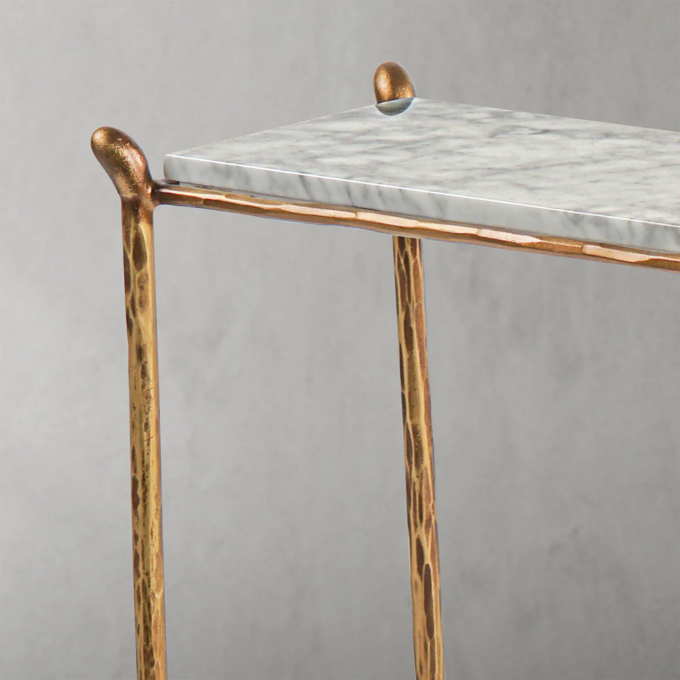 Hand-Forged Metal Rectangle Horn Marble Console Table - Image 5
