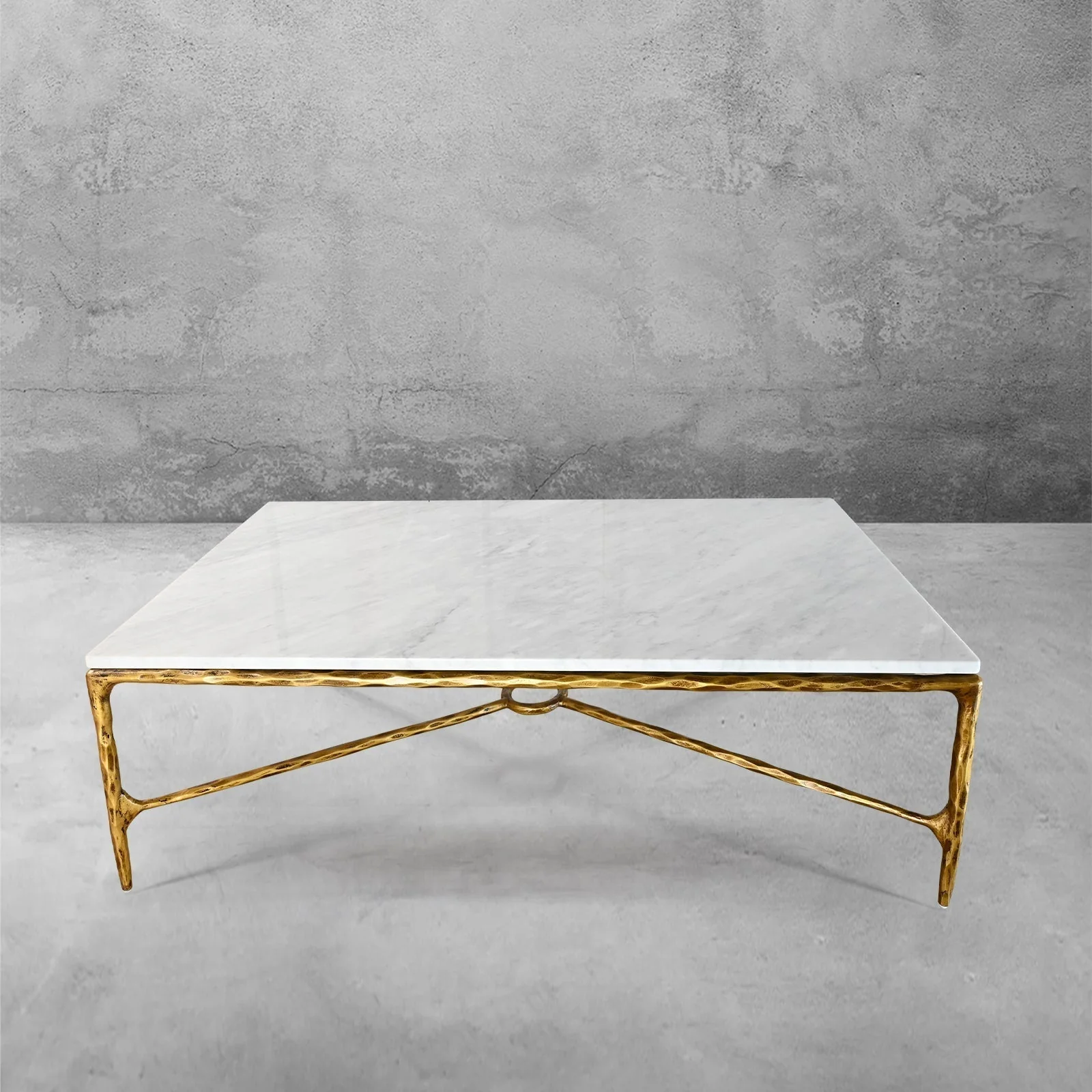 Hand-Forged Metal Rectangle Marble Coffee Table - Image 11