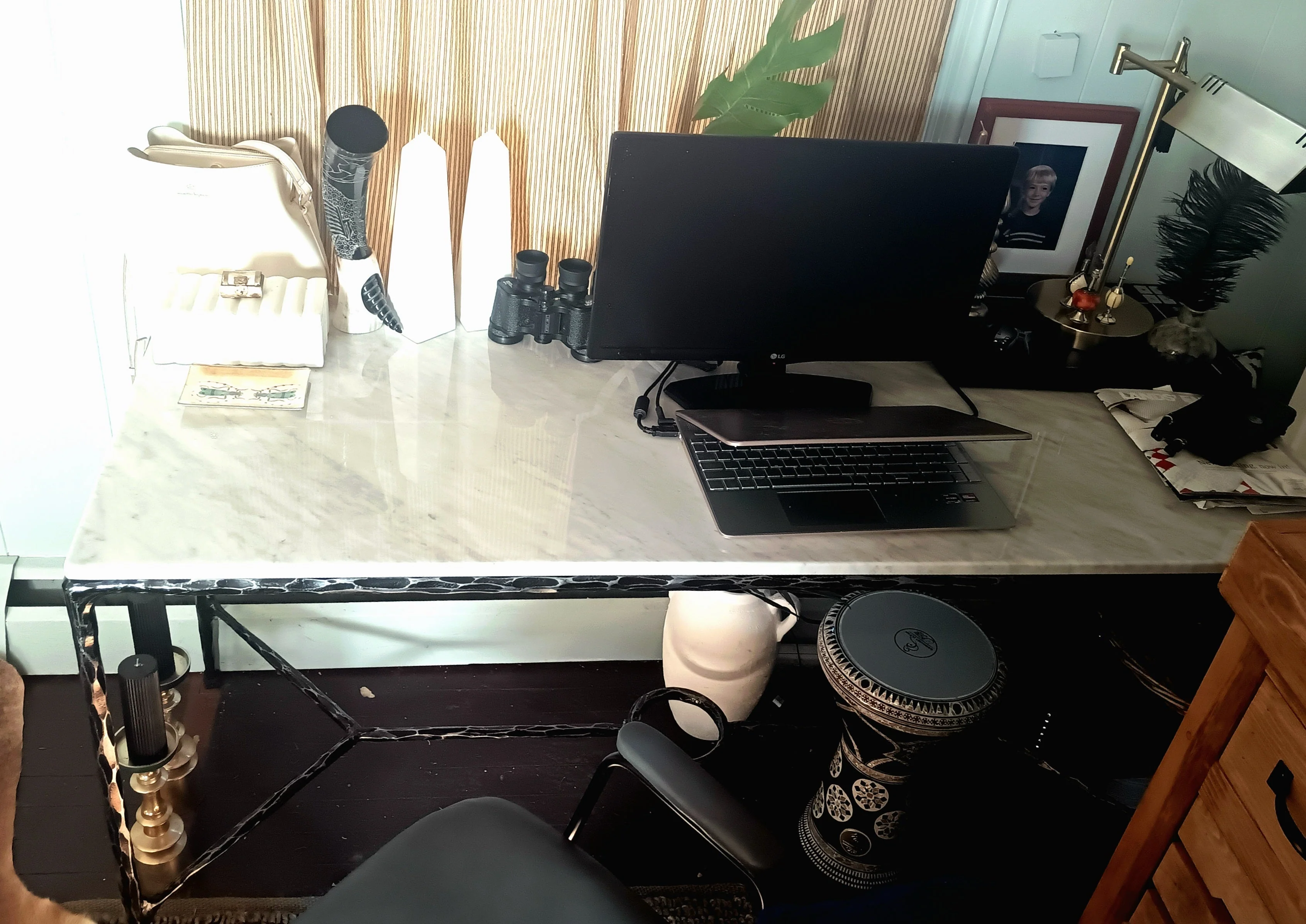 Hand-Forged Metal Rectangle Marble Coffee Table - Image 21