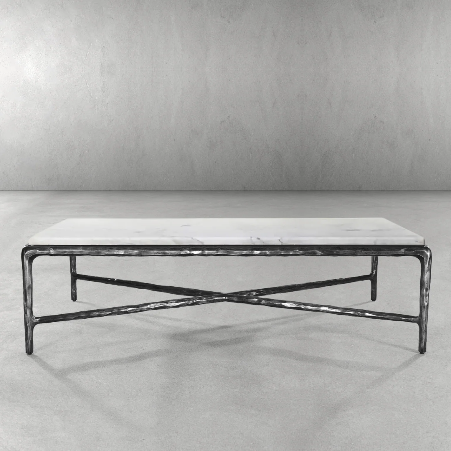 Hand-Forged Metal Rectangle Marble Coffee Table - Image 23