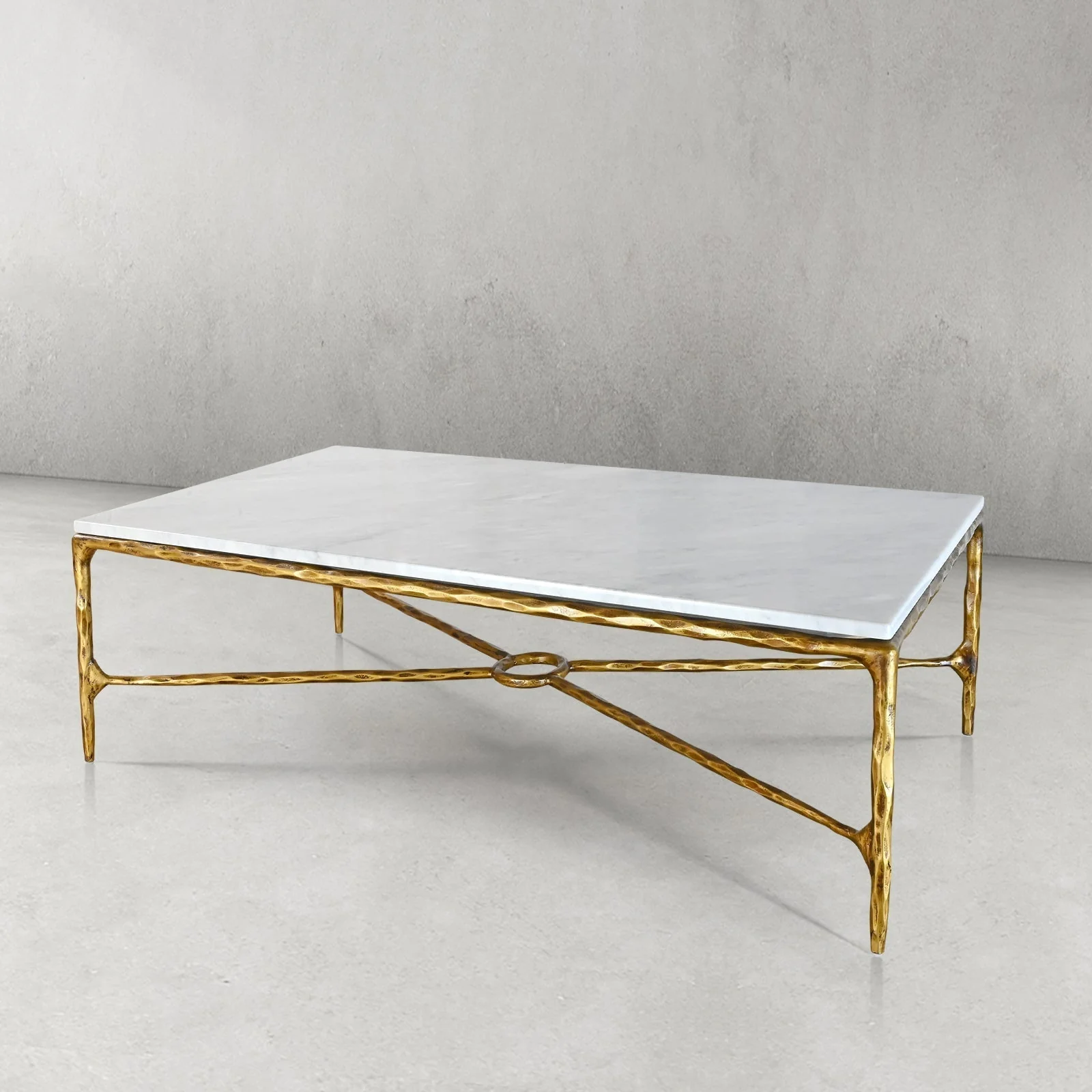 Hand-Forged Metal Rectangle Marble Coffee Table - Image 32