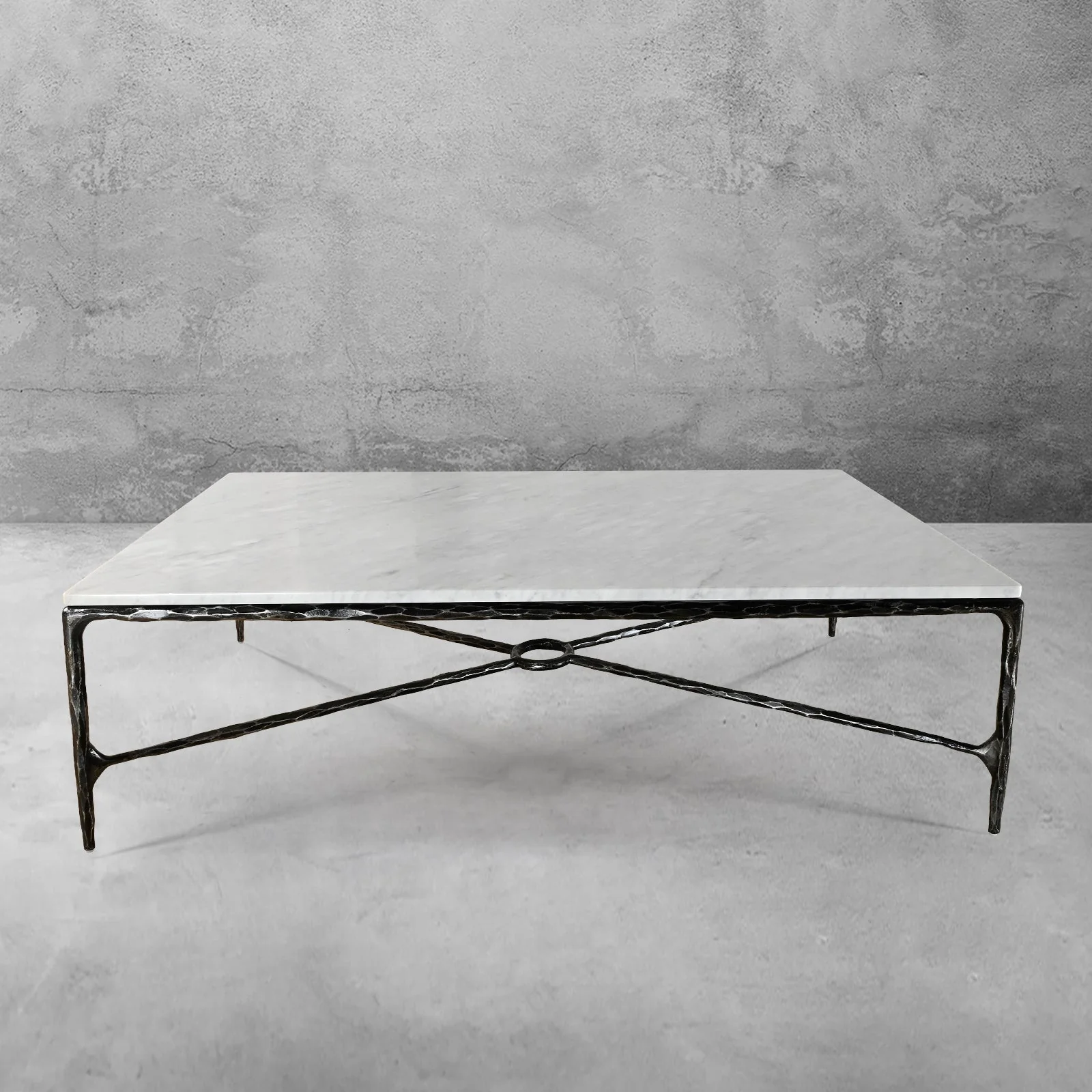 Hand-Forged Metal Rectangle Marble Coffee Table - Image 33