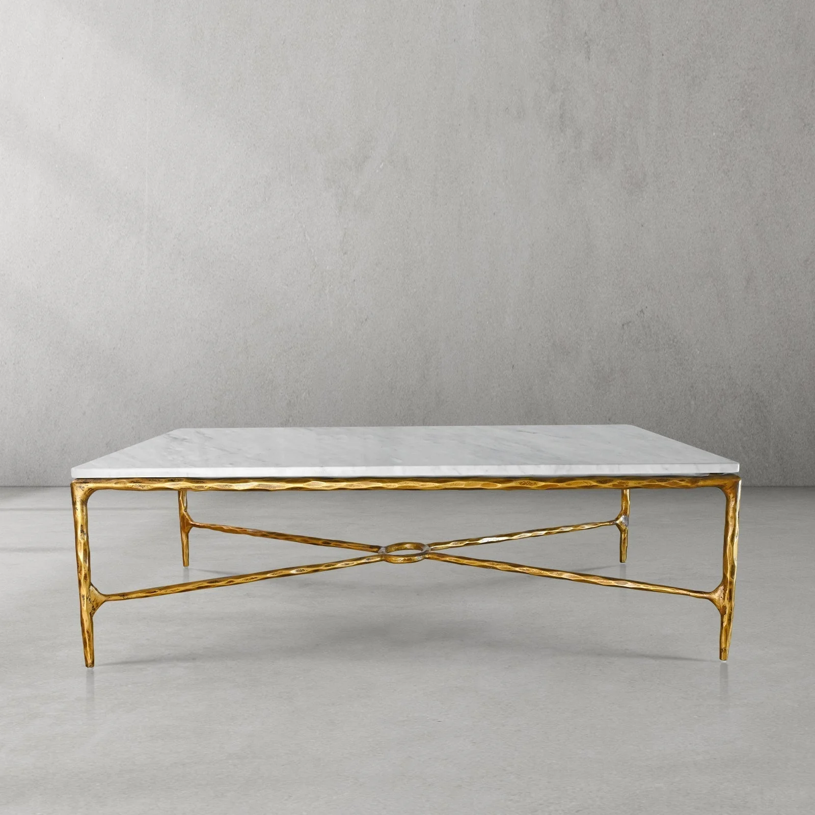 Hand-Forged Metal Rectangle Marble Coffee Table - Image 34