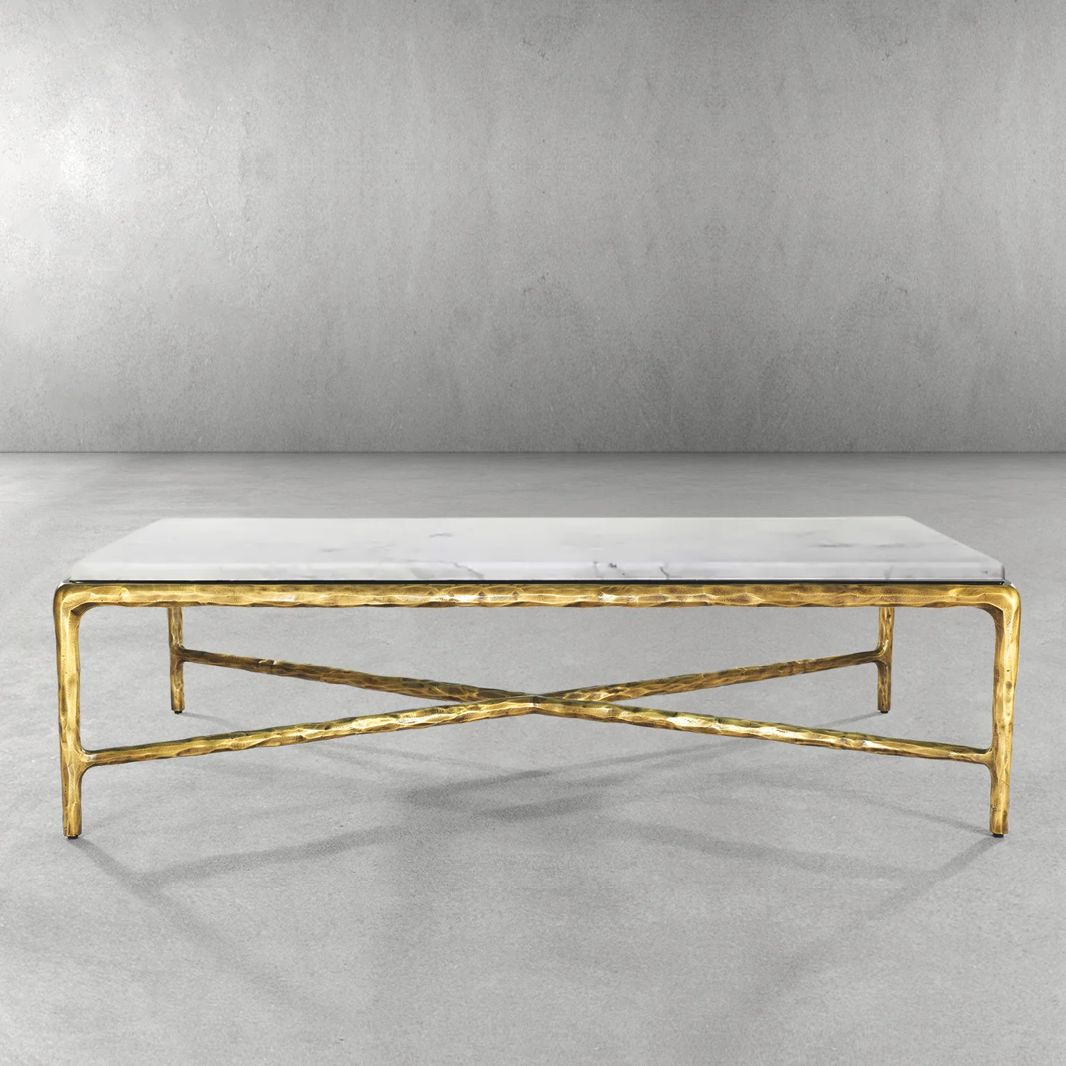 Hand-Forged Metal Rectangle Marble Coffee Table - Image 35