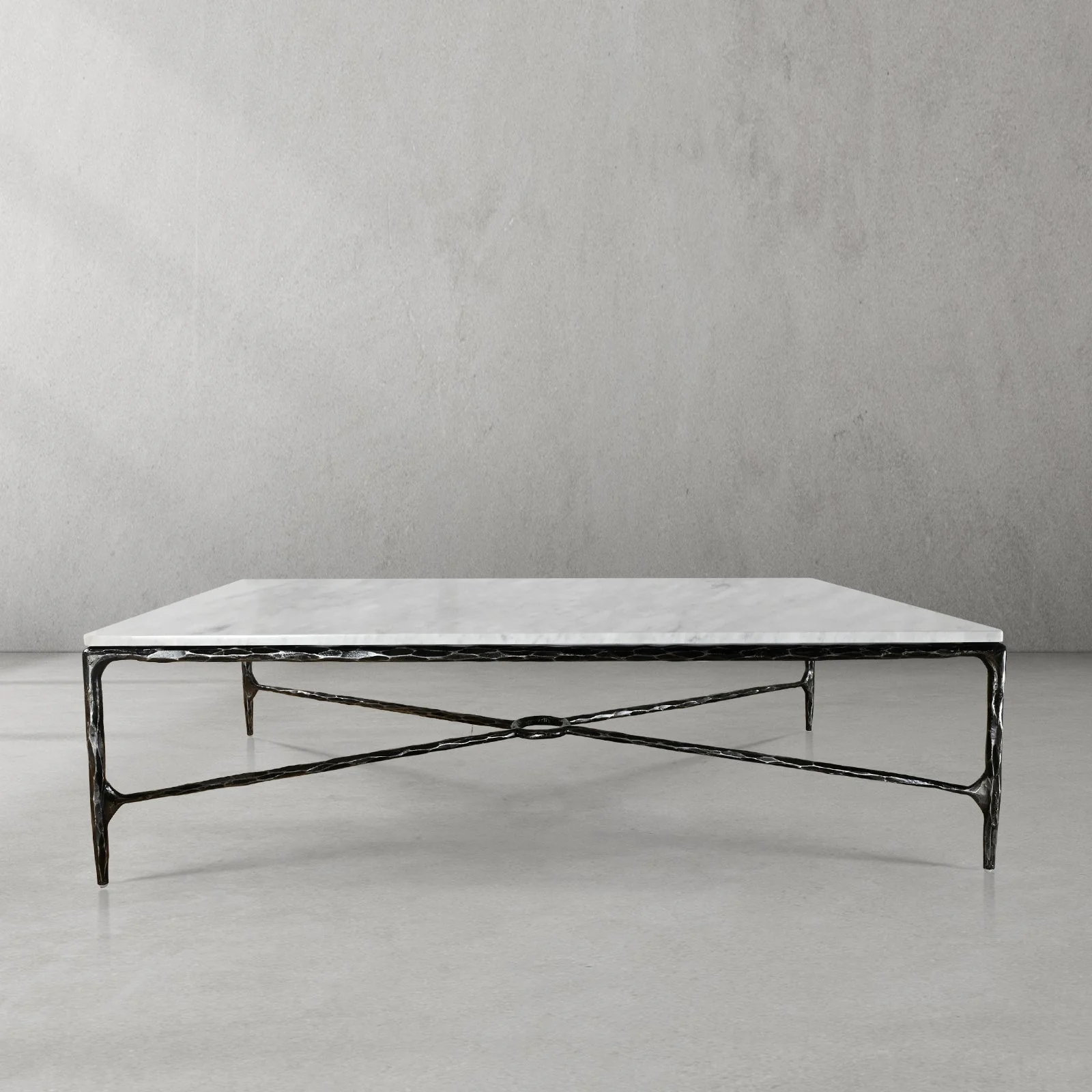Hand-Forged Metal Rectangle Marble Coffee Table - Image 36