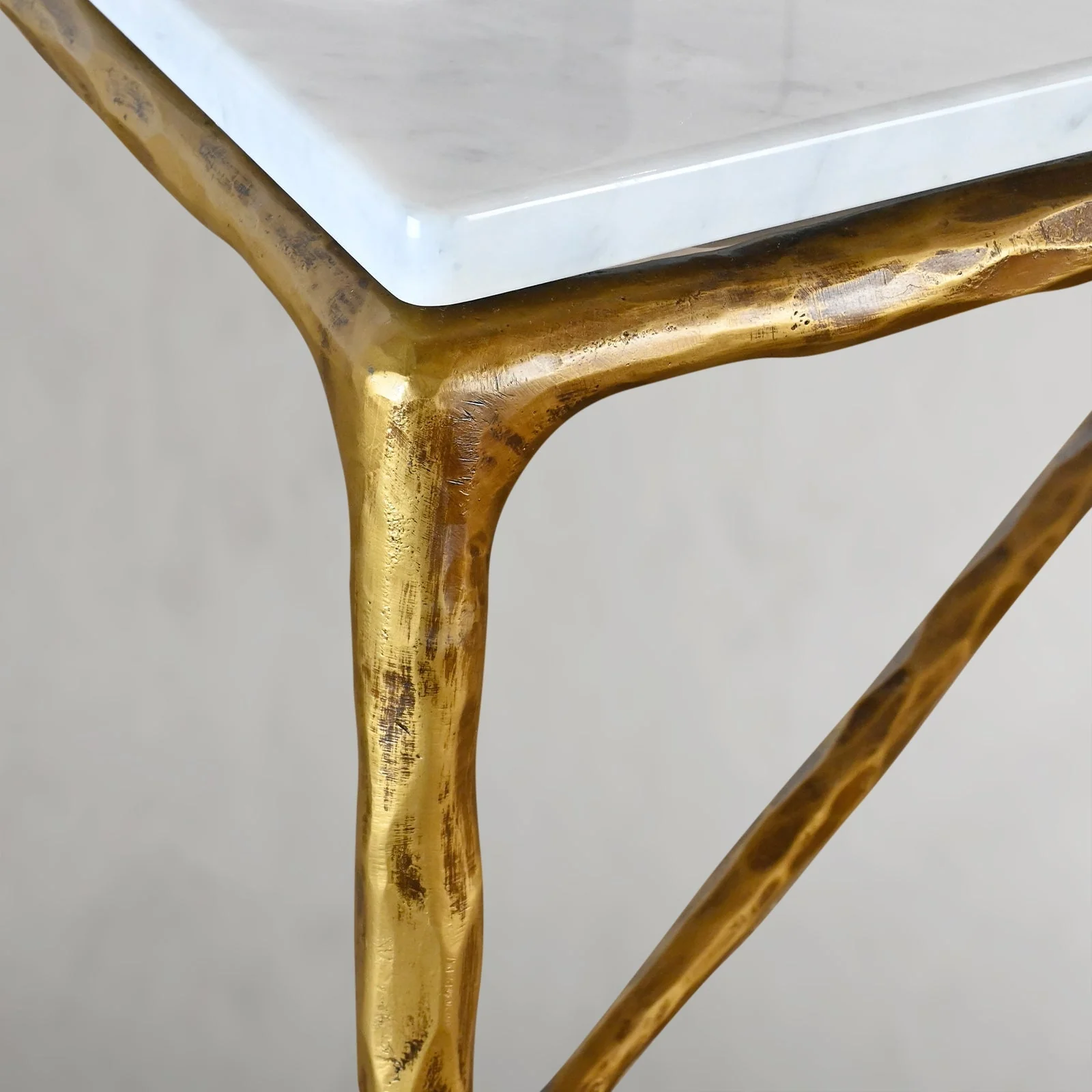 Hand-Forged Metal Rectangle Marble Coffee Table - Image 6