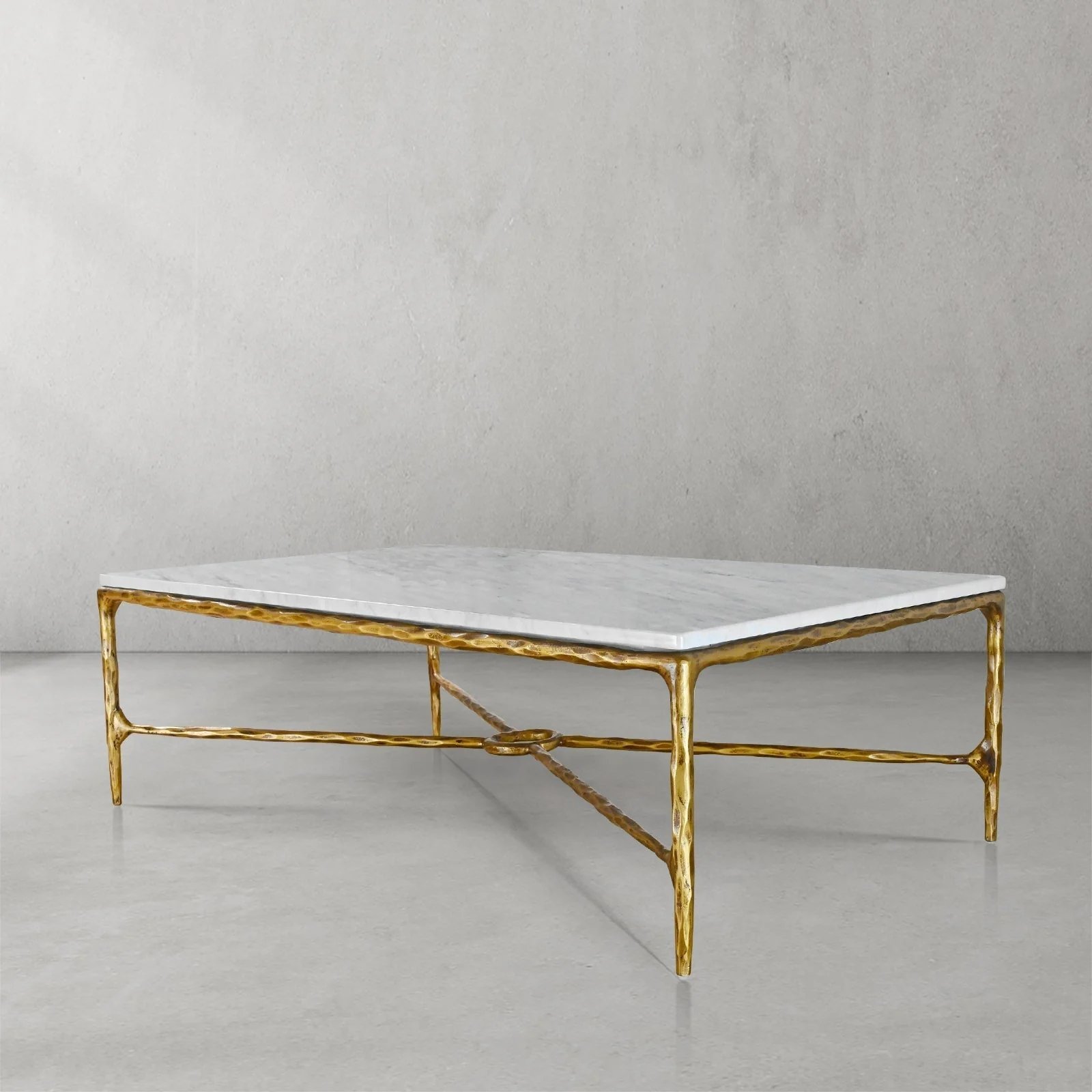 Hand-Forged Metal Rectangle Marble Coffee Table - Image 8