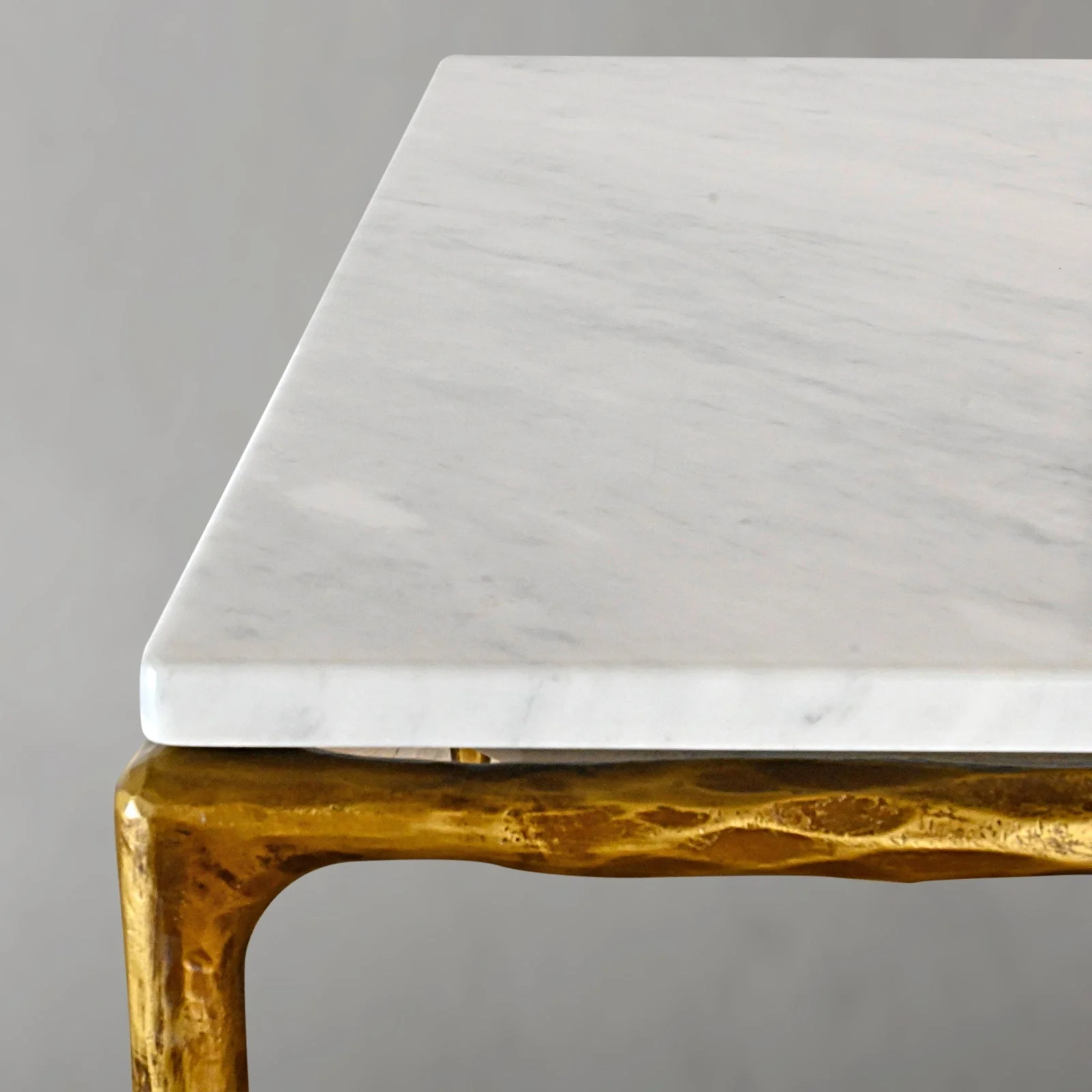 Hand-Forged Metal Rectangle Marble Coffee Table - Image 9