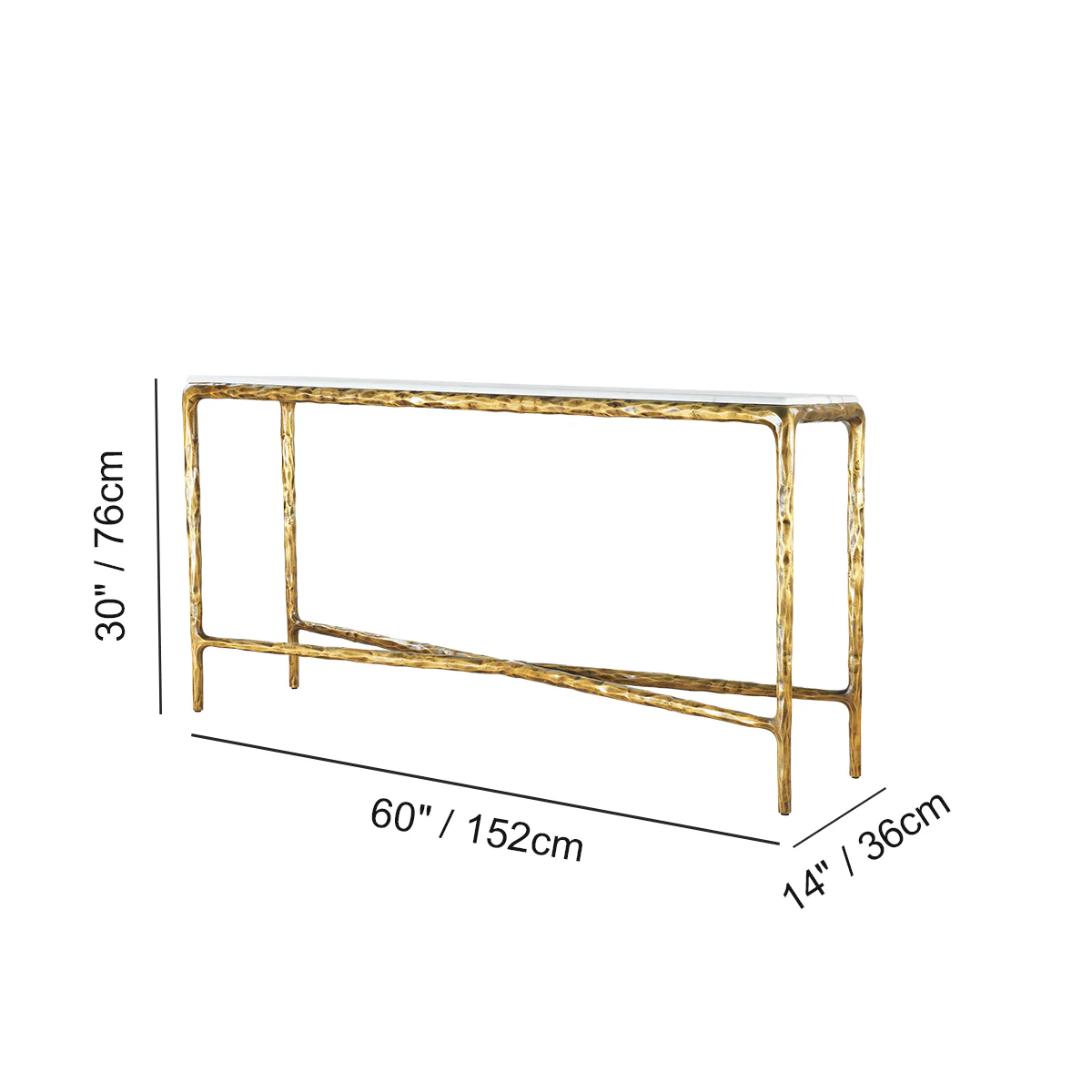 Hand-Forged Metal Rectangle Marble Console Table 60" 72" - Image 12