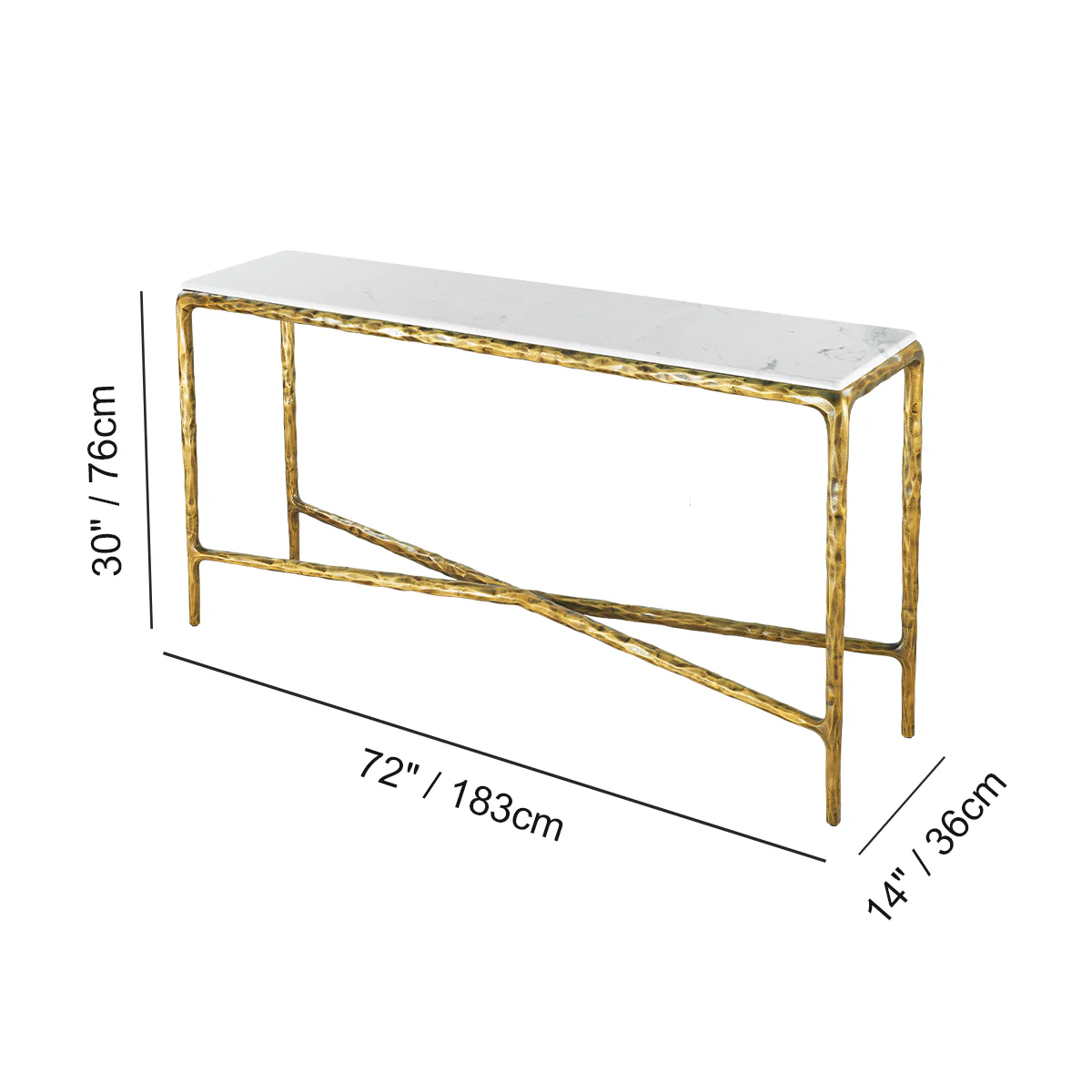 Hand-Forged Metal Rectangle Marble Console Table 60" 72" - Image 13