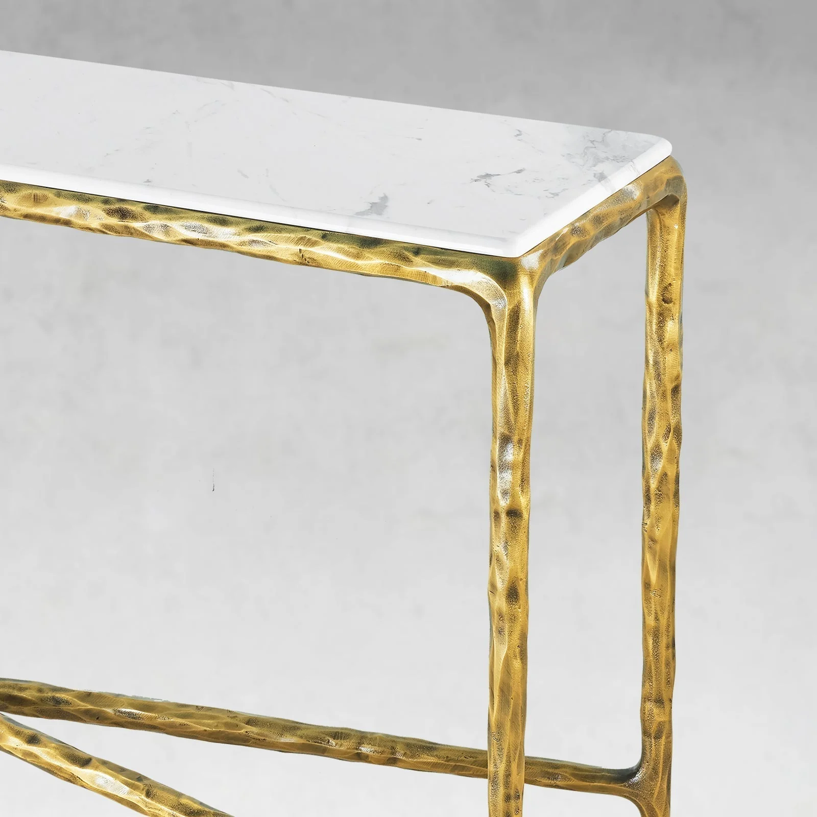 Hand-Forged Metal Rectangle Marble Console Table 60" 72" - Image 14