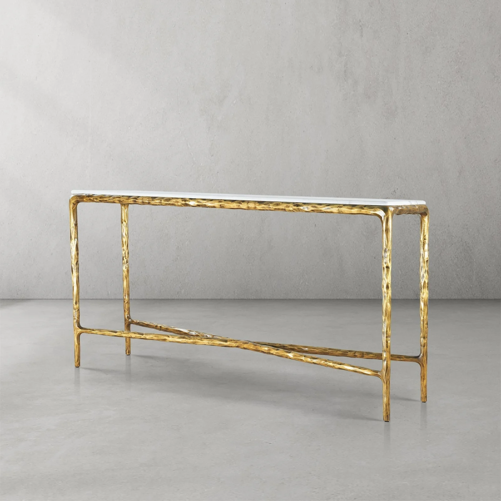Hand-Forged Metal Rectangle Marble Console Table 60" 72" - Image 15