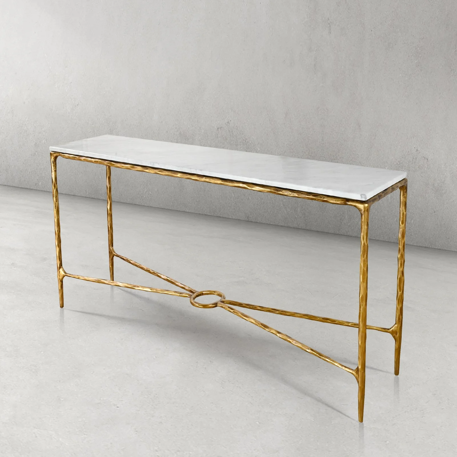 Hand-Forged Metal Rectangle Marble Console Table 60" 72" - Image 27