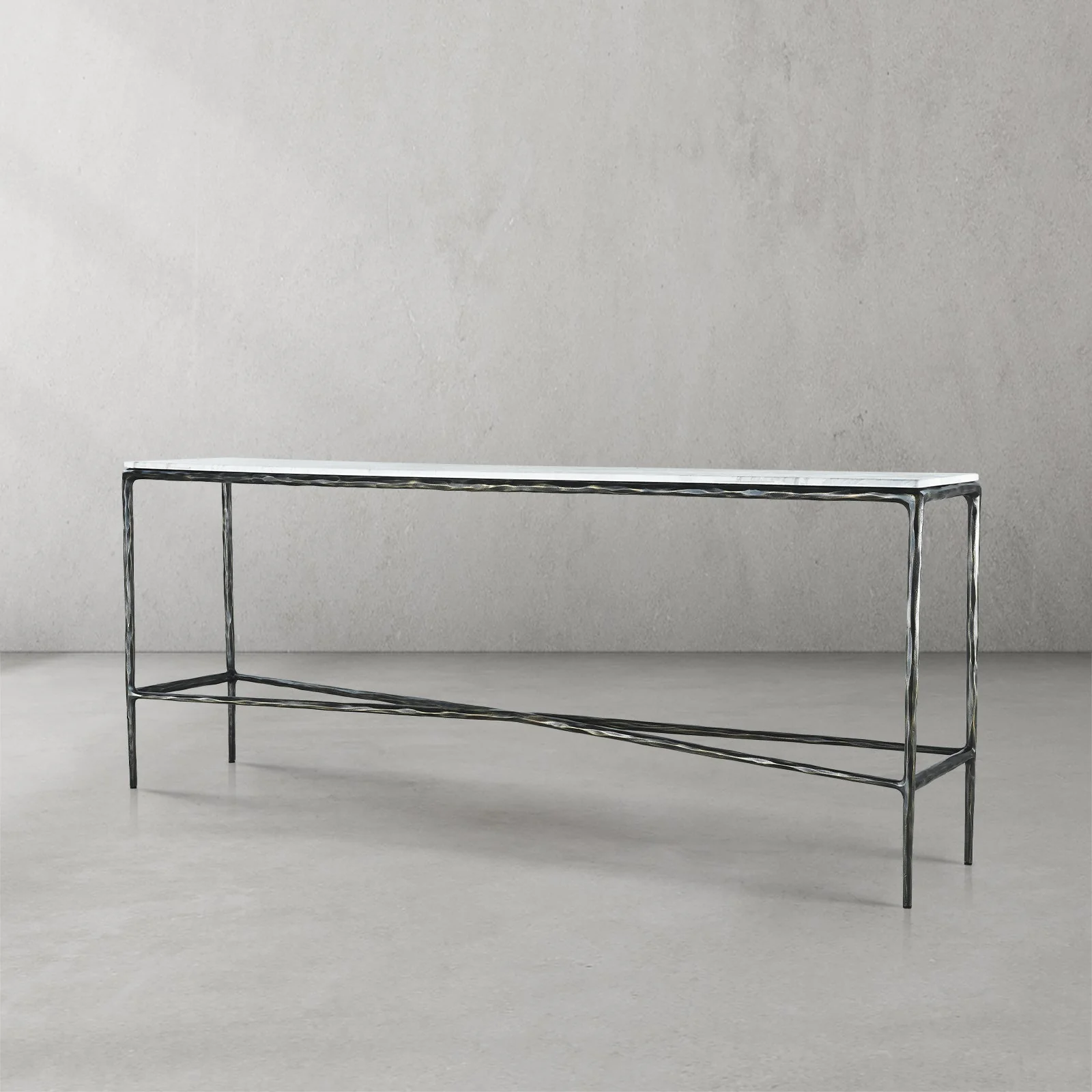 Hand-Forged Metal Rectangle Marble Console Table 60" 72" - Image 3