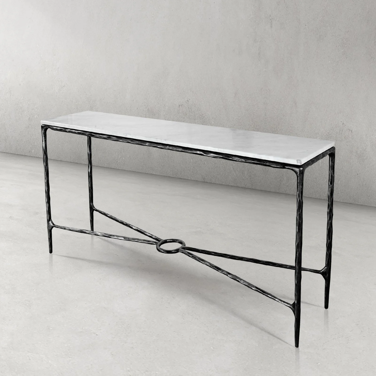 Hand-Forged Metal Rectangle Marble Console Table 60" 72" - Image 39