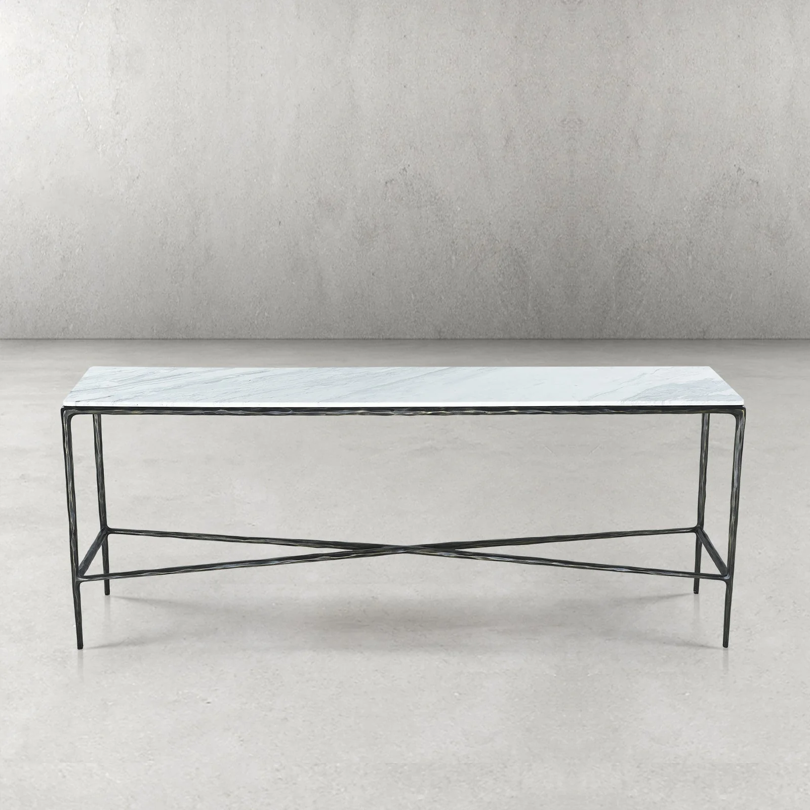 Hand-Forged Metal Rectangle Marble Console Table 60" 72" - Image 42