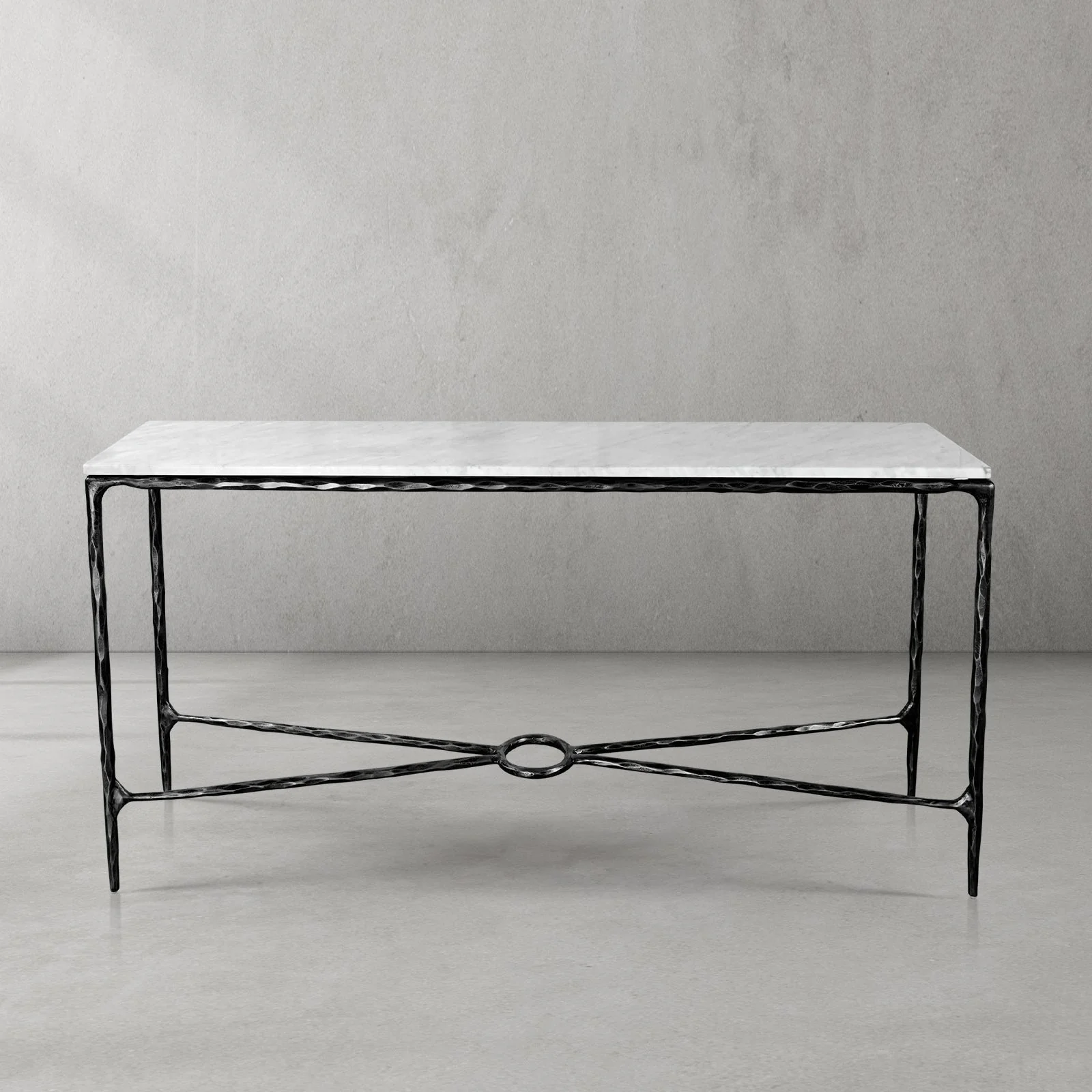 Hand-Forged Metal Rectangle Marble Console Table 60" 72" - Image 43