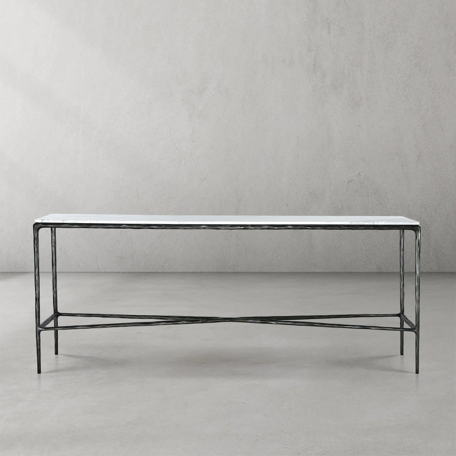 Hand-Forged Metal Rectangle Marble Console Table 60" 72" - Image 46