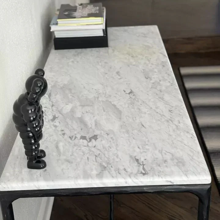 Hand-Forged Metal Rectangle Marble Console Table 60" 72" - Image 9