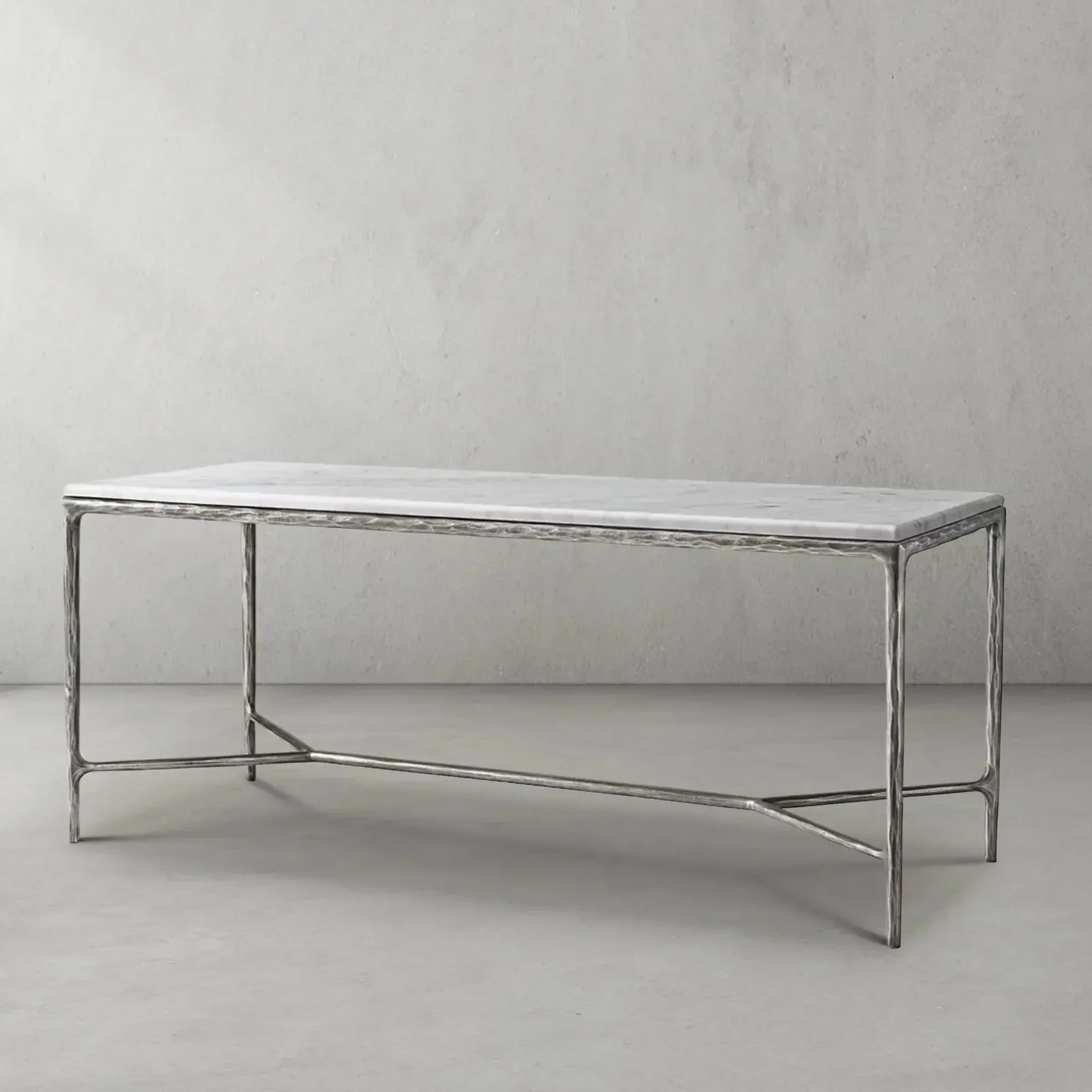 Hand-Forged Metal Rectangle Marble Desk - Image 12