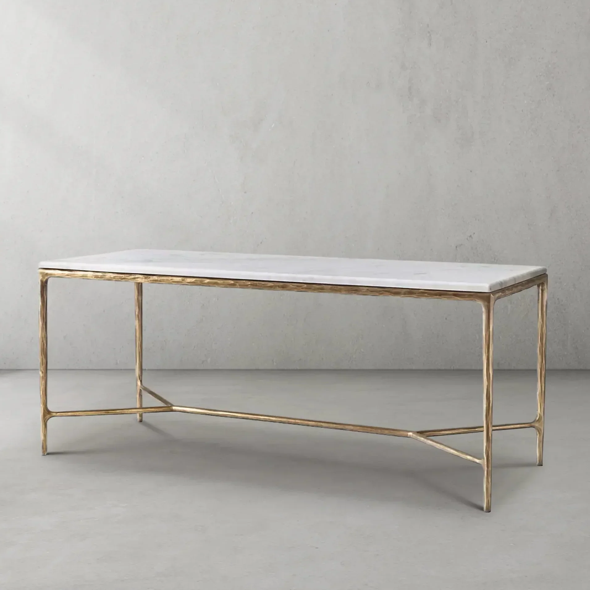 Hand-Forged Metal Rectangle Marble Desk - Image 13