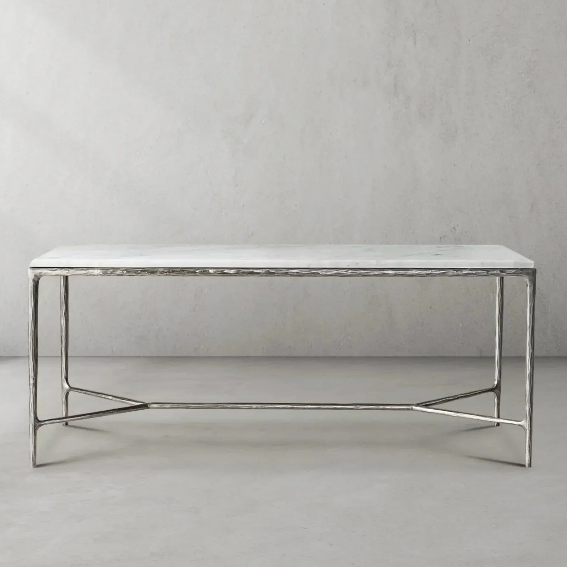 Hand-Forged Metal Rectangle Marble Desk - Image 15