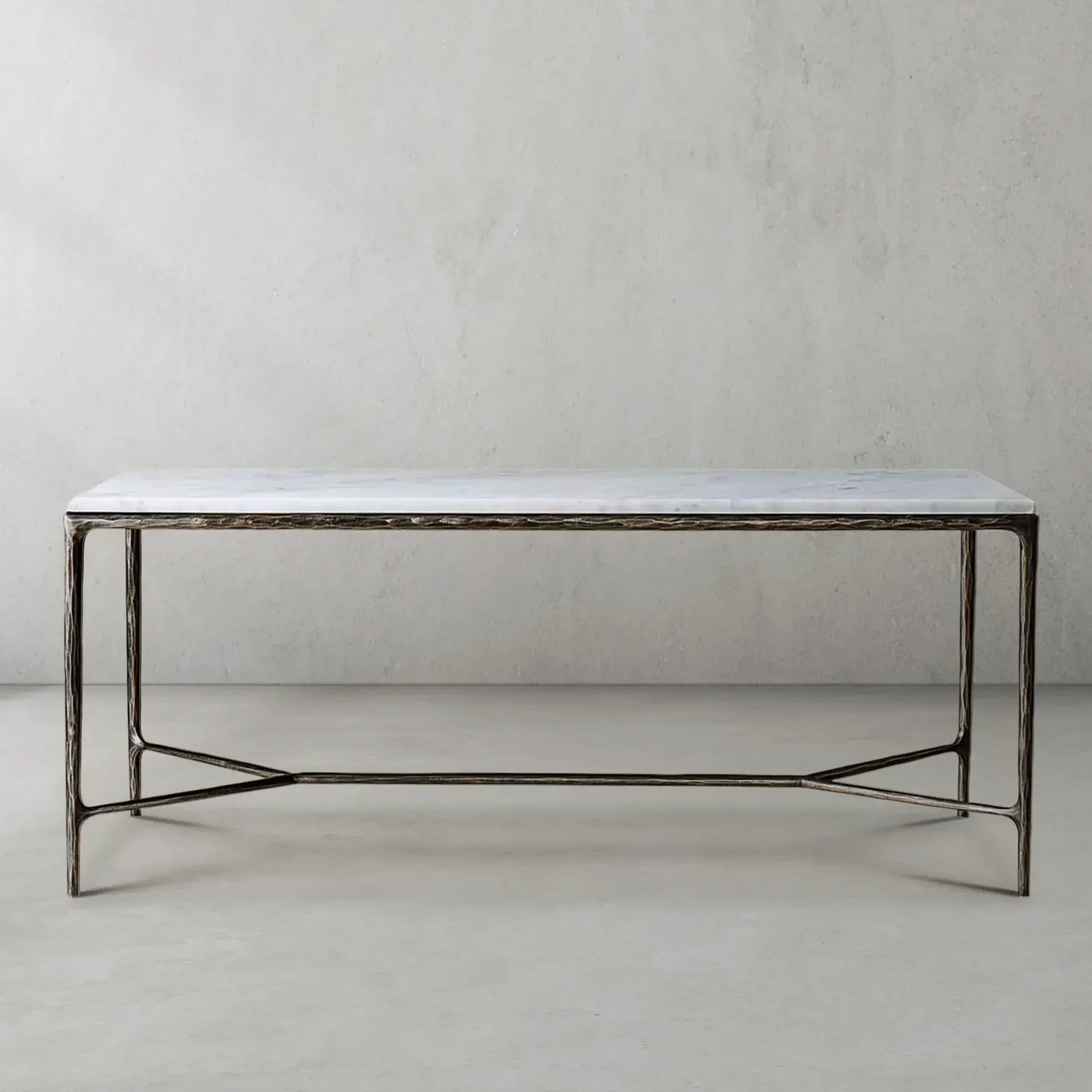 Hand-Forged Metal Rectangle Marble Desk - Image 17