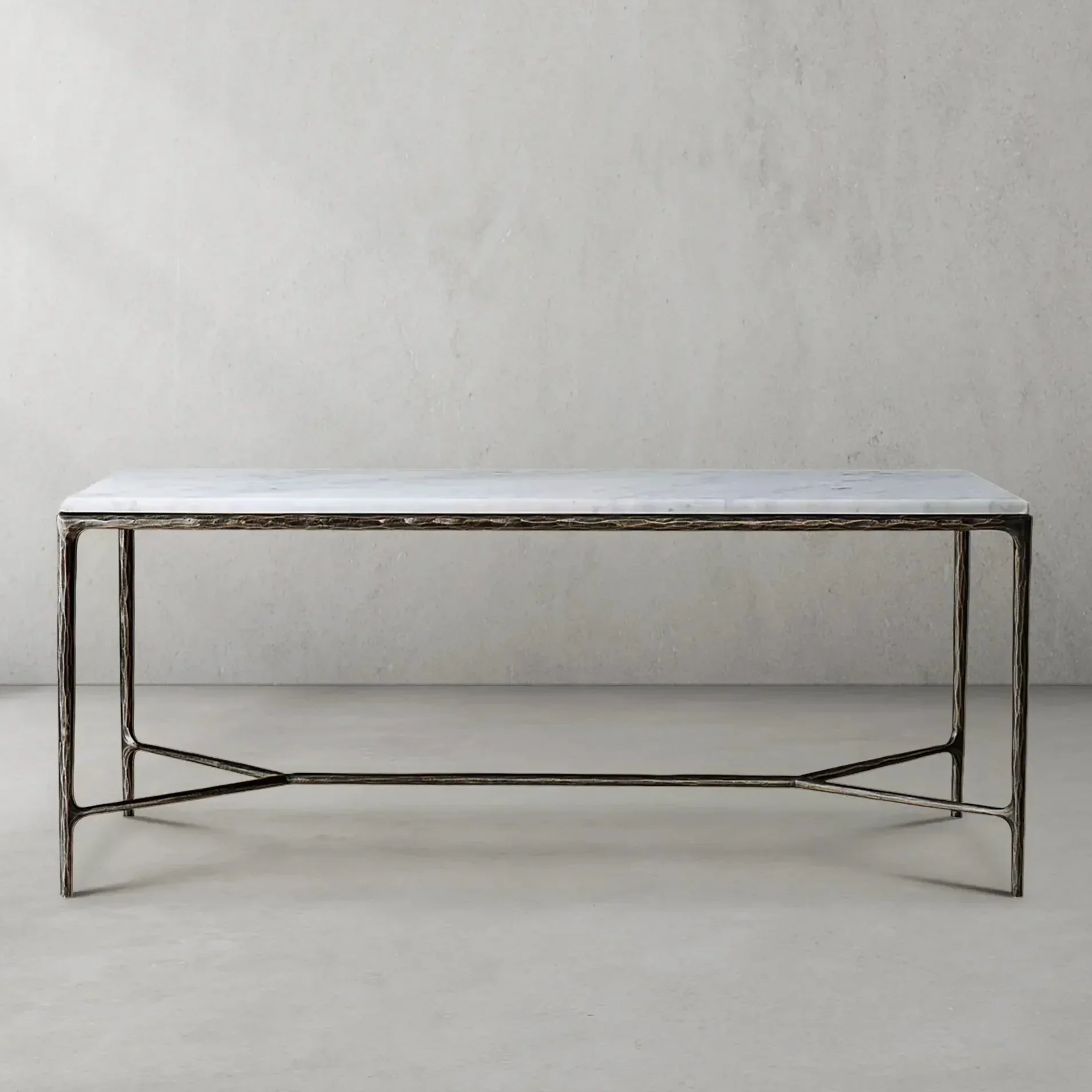 Hand-Forged Metal Rectangle Marble Desk - Image 20