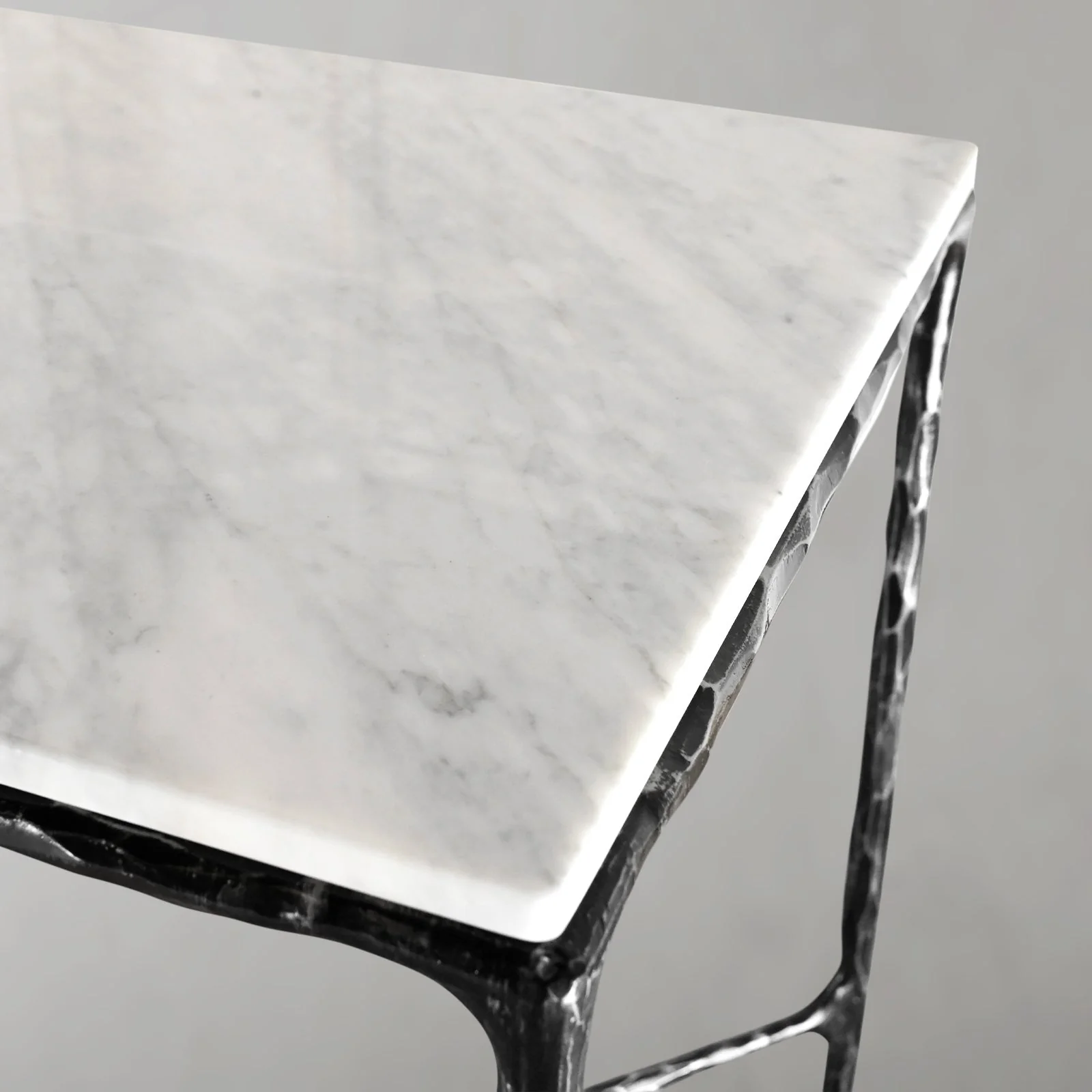Hand-Forged Metal Rectangle Marble Desk - Image 6