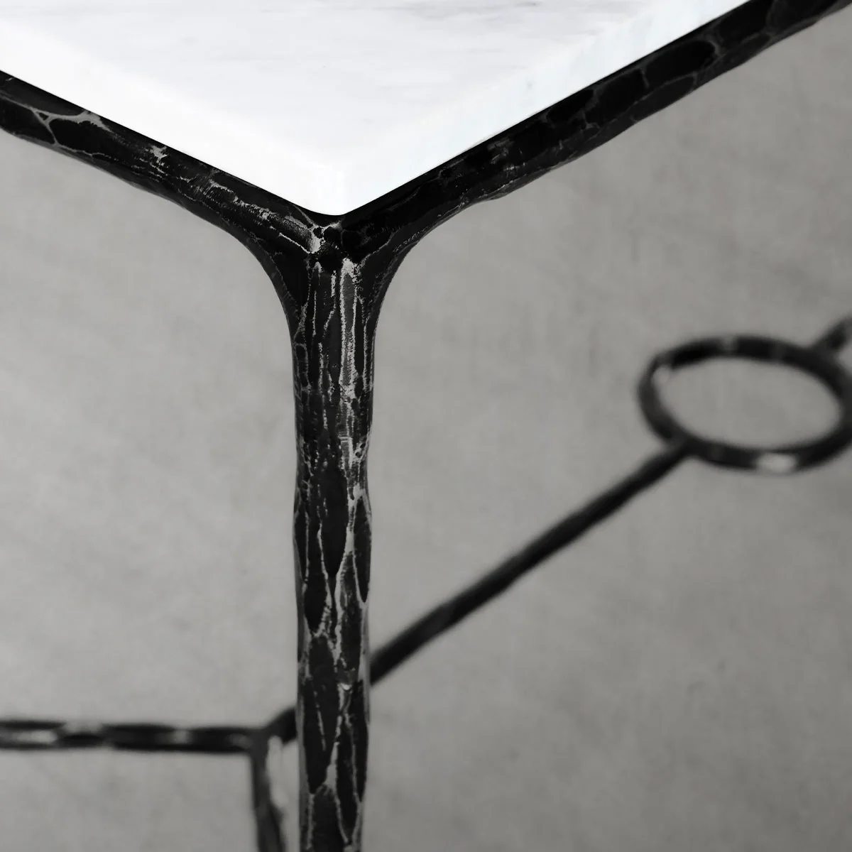 Hand-Forged Metal Rectangle Marble Desk - Image 7