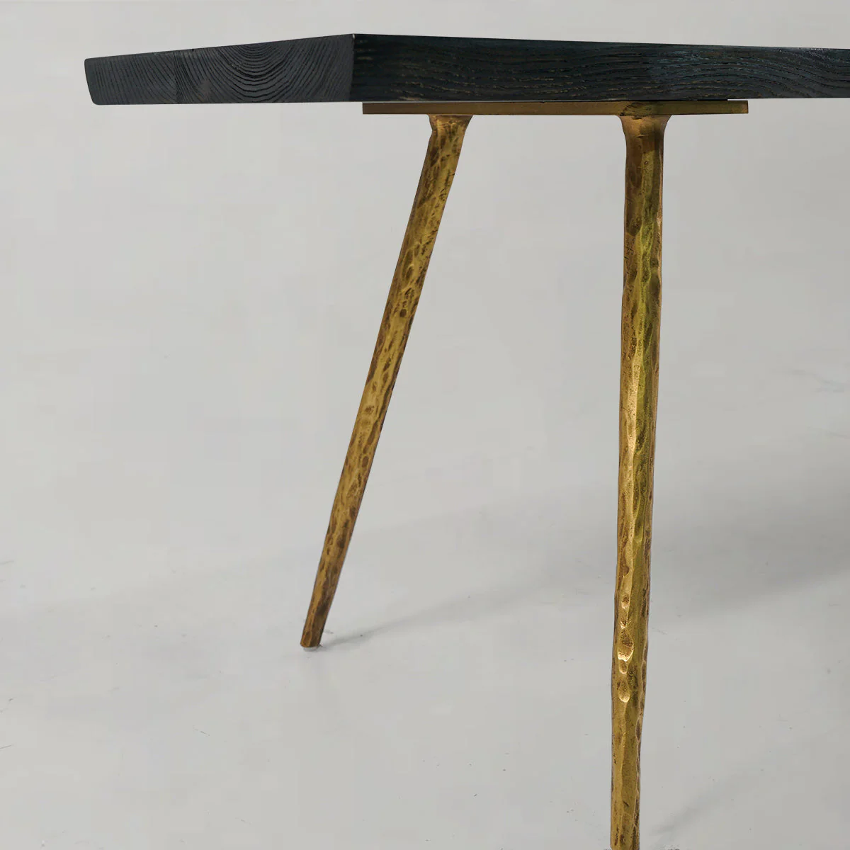Hand-Forged Metal Retro Copper Frame Solid Wood Dining Bench - Image 7