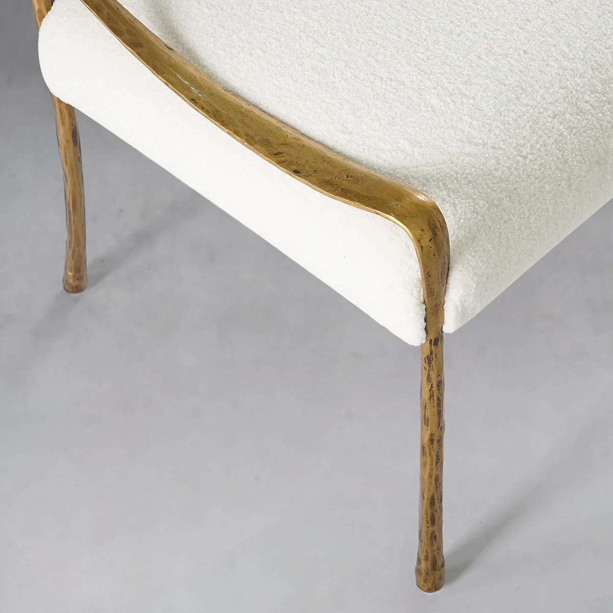Hand-Forged Metal Retro Copper Iron Frame Armless Dining Chair - Image 13