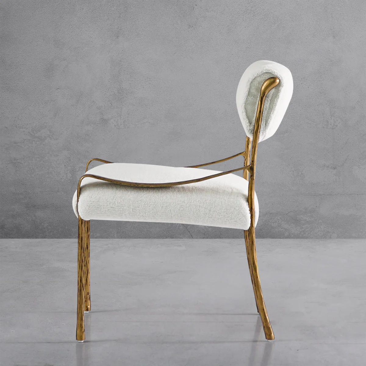 Hand-Forged Metal Retro Copper Iron Frame Armless Dining Chair - Image 14