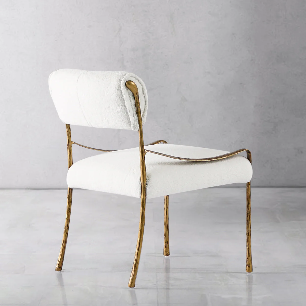 Hand-Forged Metal Retro Copper Iron Frame Armless Dining Chair - Image 16
