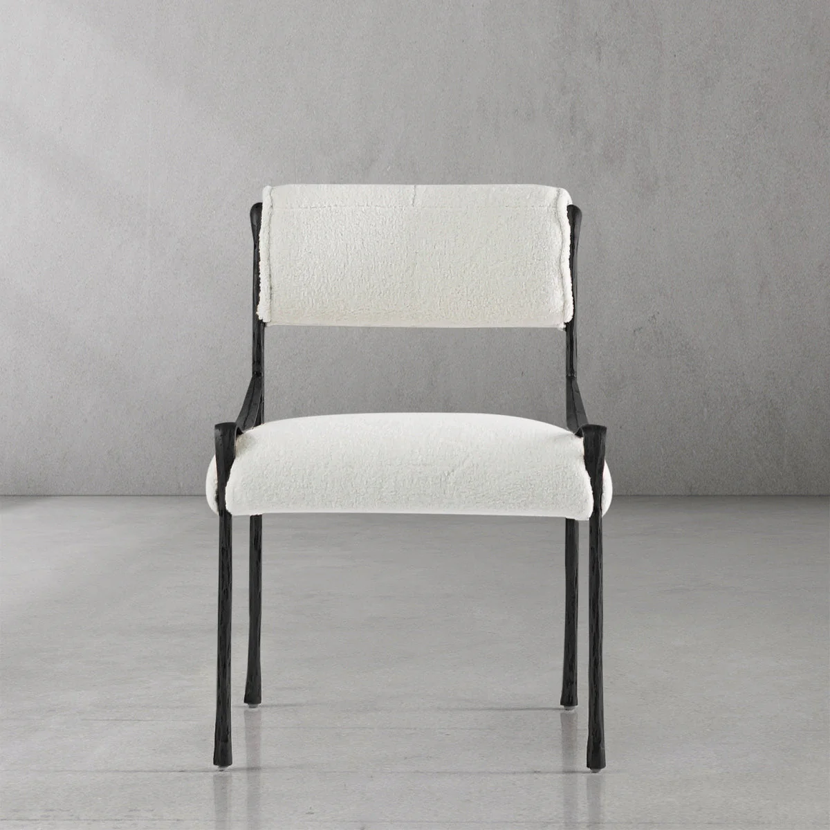 Hand-Forged Metal Retro Copper Iron Frame Armless Dining Chair - Image 18