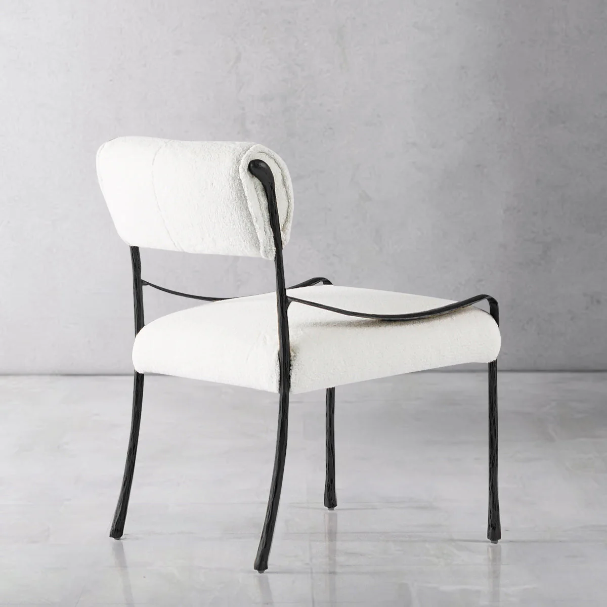 Hand-Forged Metal Retro Copper Iron Frame Armless Dining Chair - Image 20