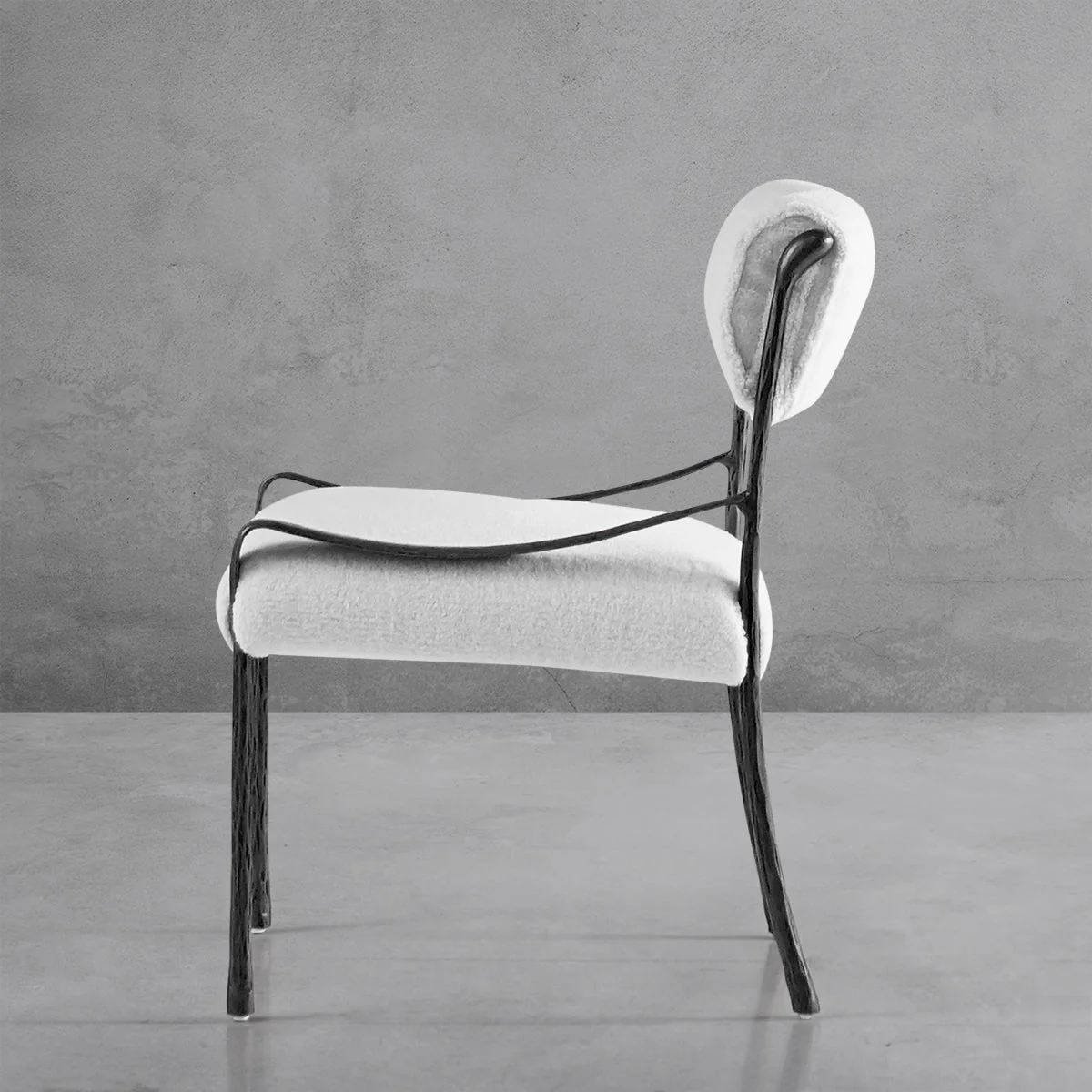 Hand-Forged Metal Retro Copper Iron Frame Armless Dining Chair - Image 23